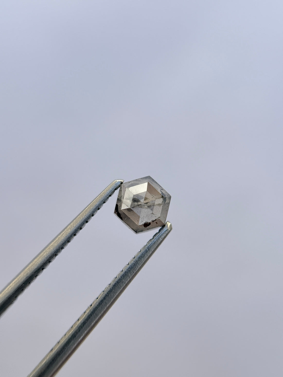 0.74 Ct Hexagon Brilliant Cut Grey Natural Salt and Pepper Diamond