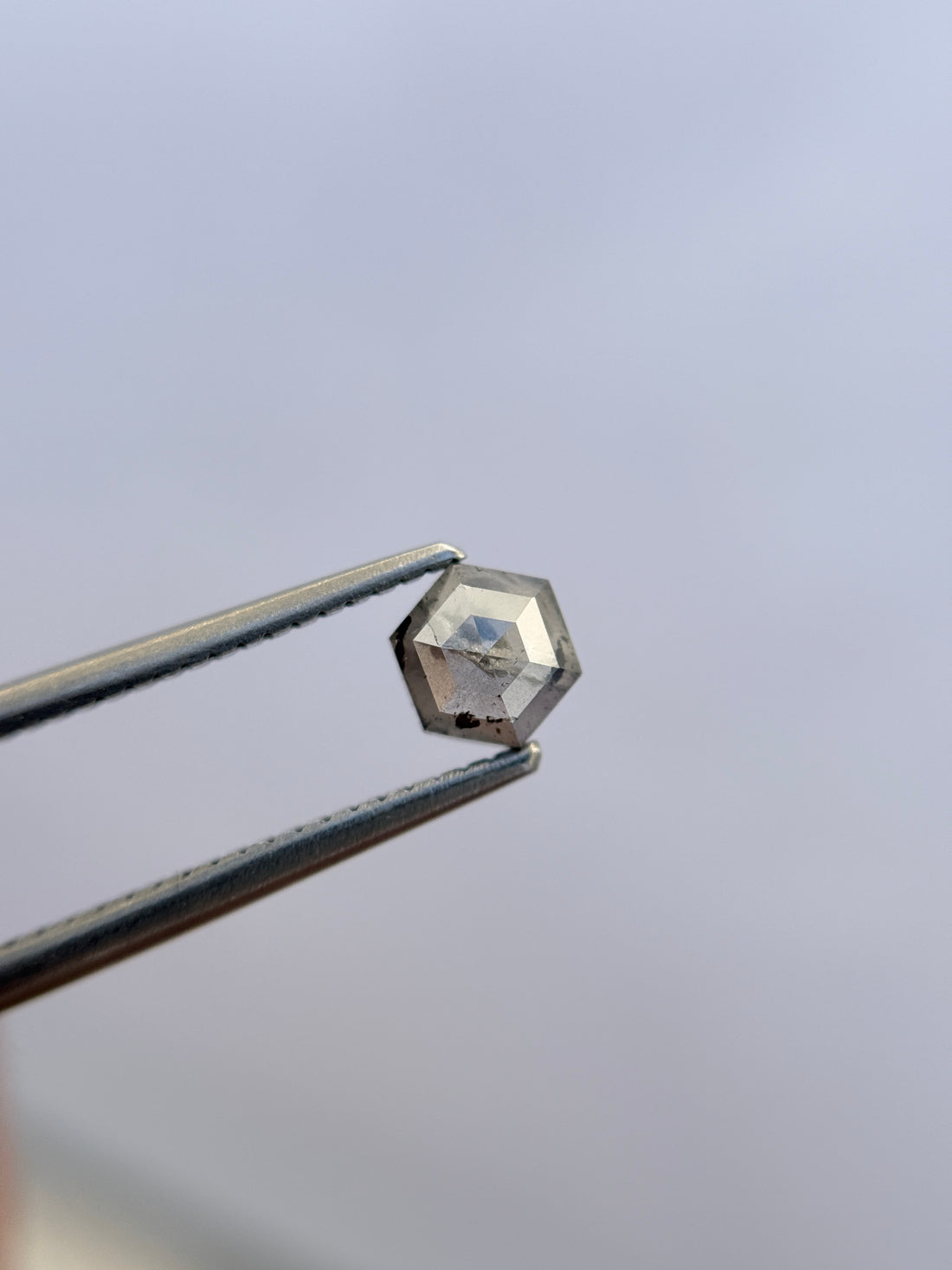 0.74 Ct Hexagon Brilliant Cut Grey Natural Salt and Pepper Diamond
