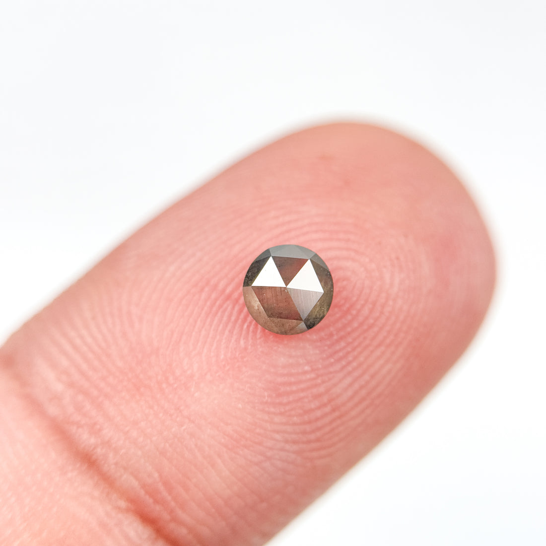 0.39 Ct Round Rose Cut Grey Natural Salt and Pepper Diamond