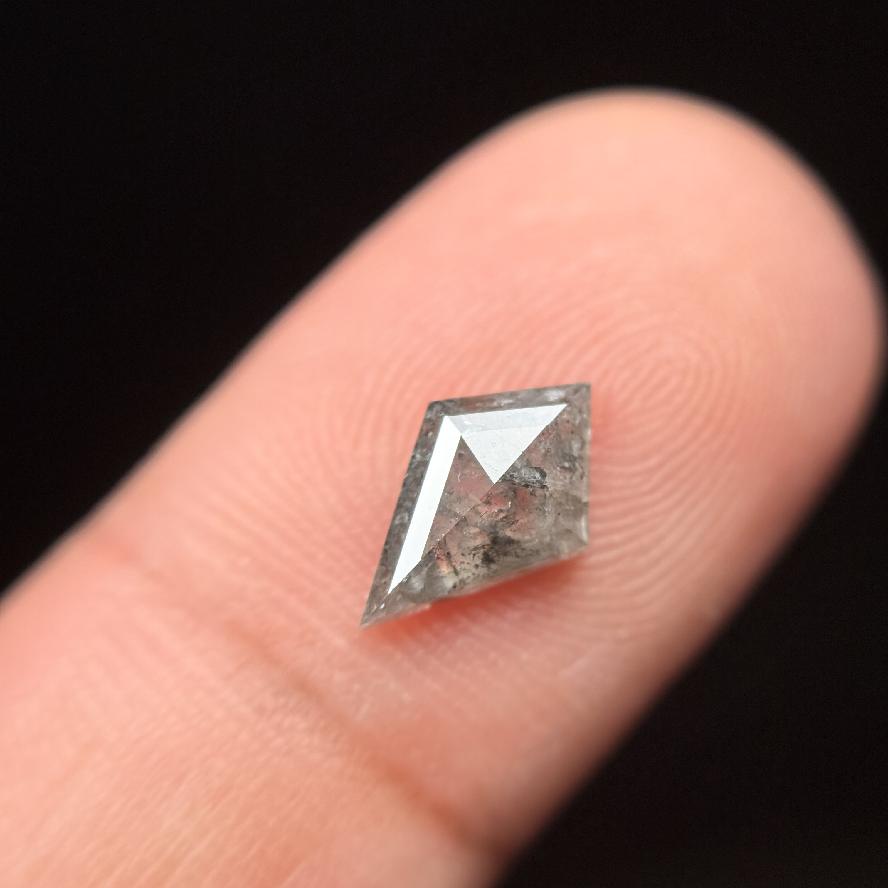 1.05 Ct Kite Rose Cut Grey Natural Salt and Pepper Diamond