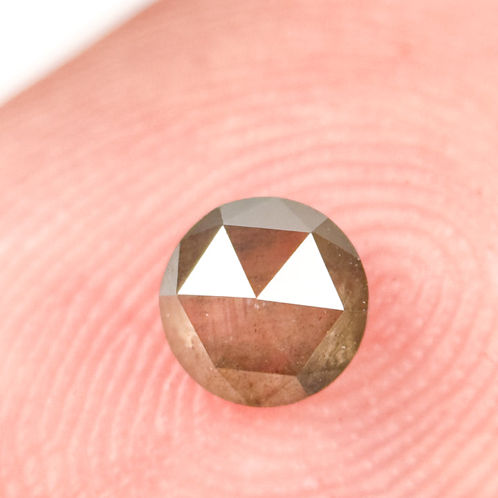 0.39 Ct Round Rose Cut Grey Natural Salt and Pepper Diamond