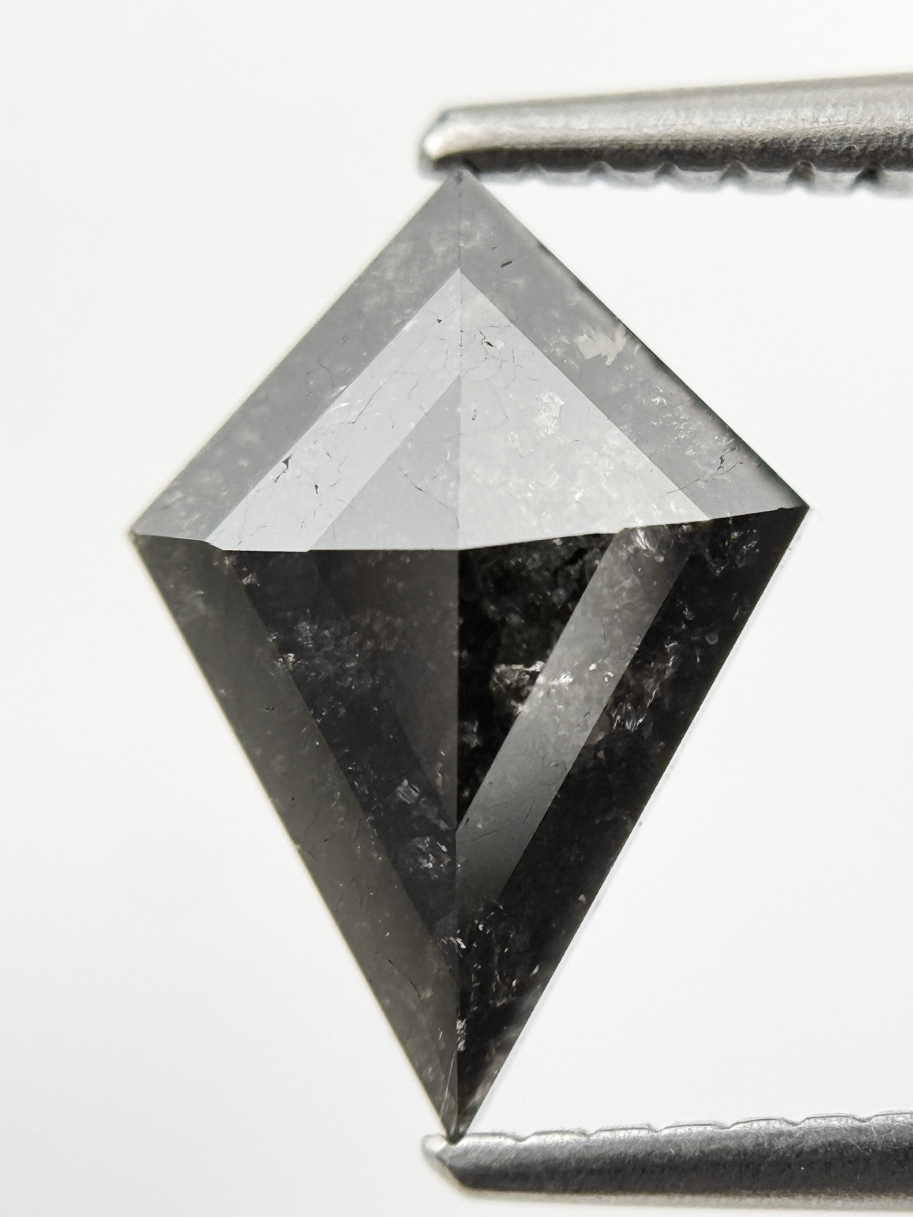1.60 Ct Kite Rose Cut Black Natural Salt and Pepper Diamond