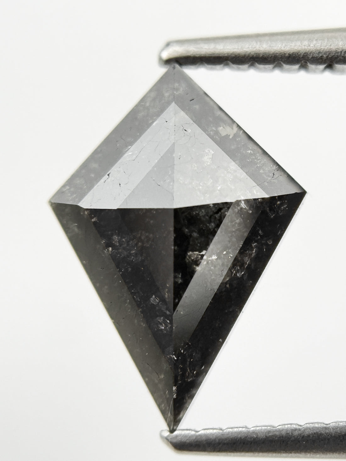 1.60 Ct Kite Rose Cut Black Natural Salt and Pepper Diamond