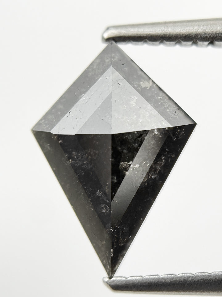 1.60 Ct Kite Rose Cut Black Natural Salt and Pepper Diamond