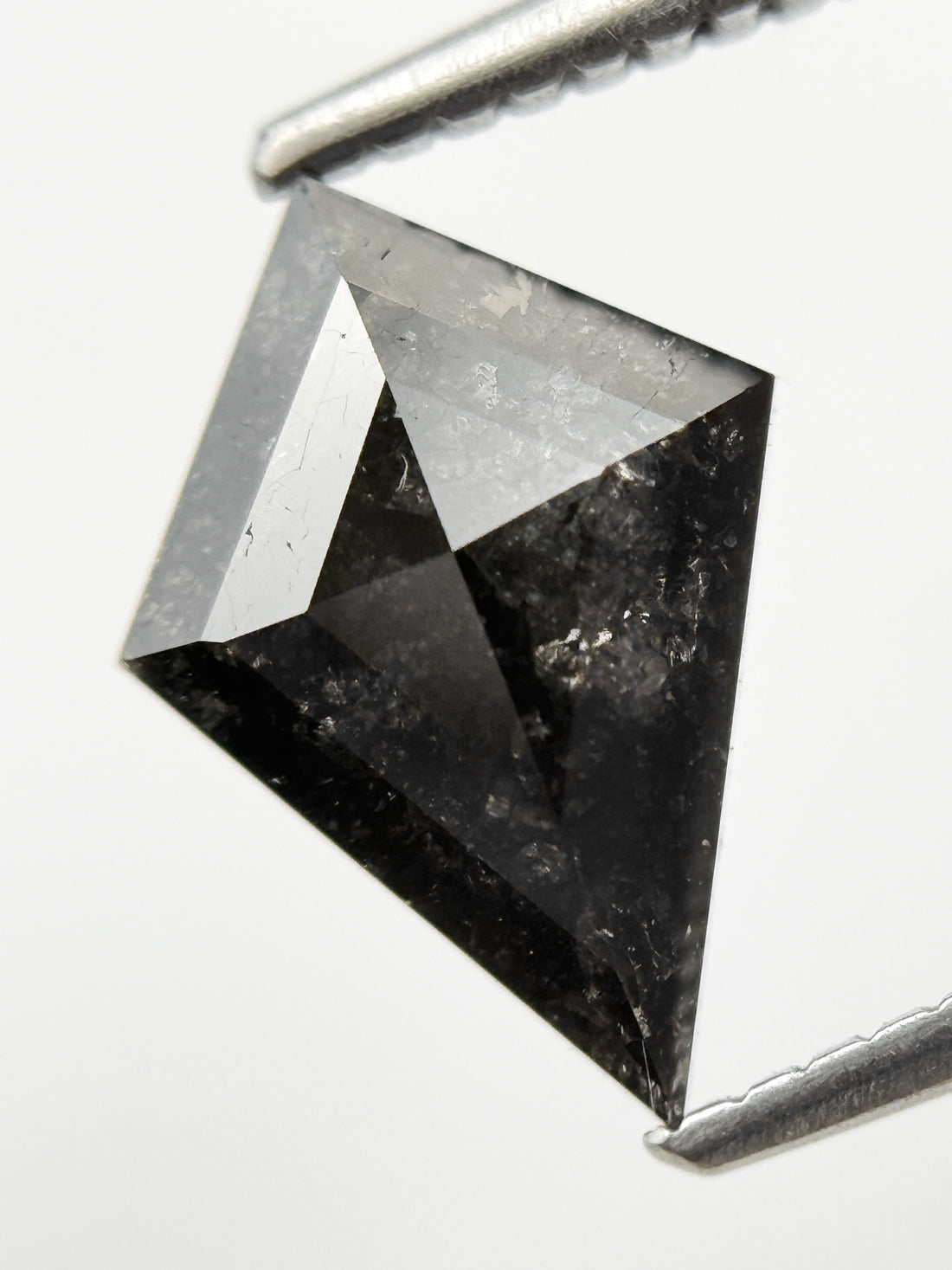1.60 Ct Kite Rose Cut Black Natural Salt and Pepper Diamond