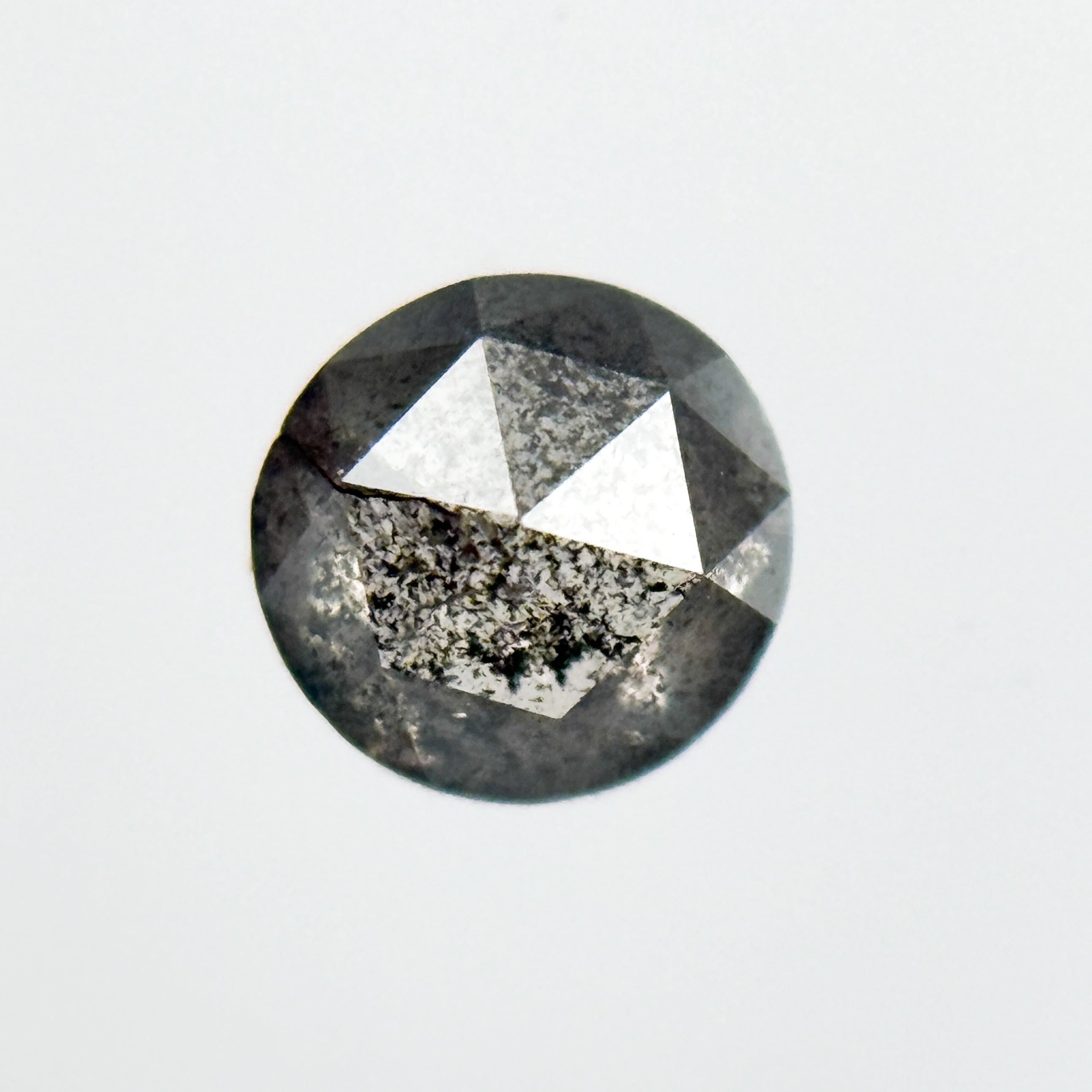 0.39 Ct Round Rose Cut Grey Natural Salt and Pepper Diamond