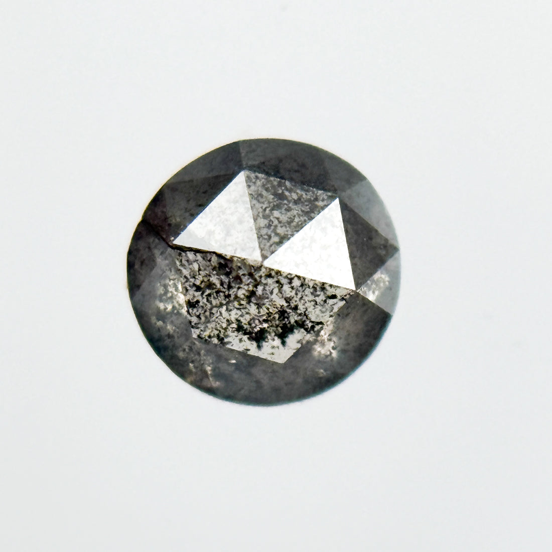 0.39 Ct Round Rose Cut Grey Natural Salt and Pepper Diamond