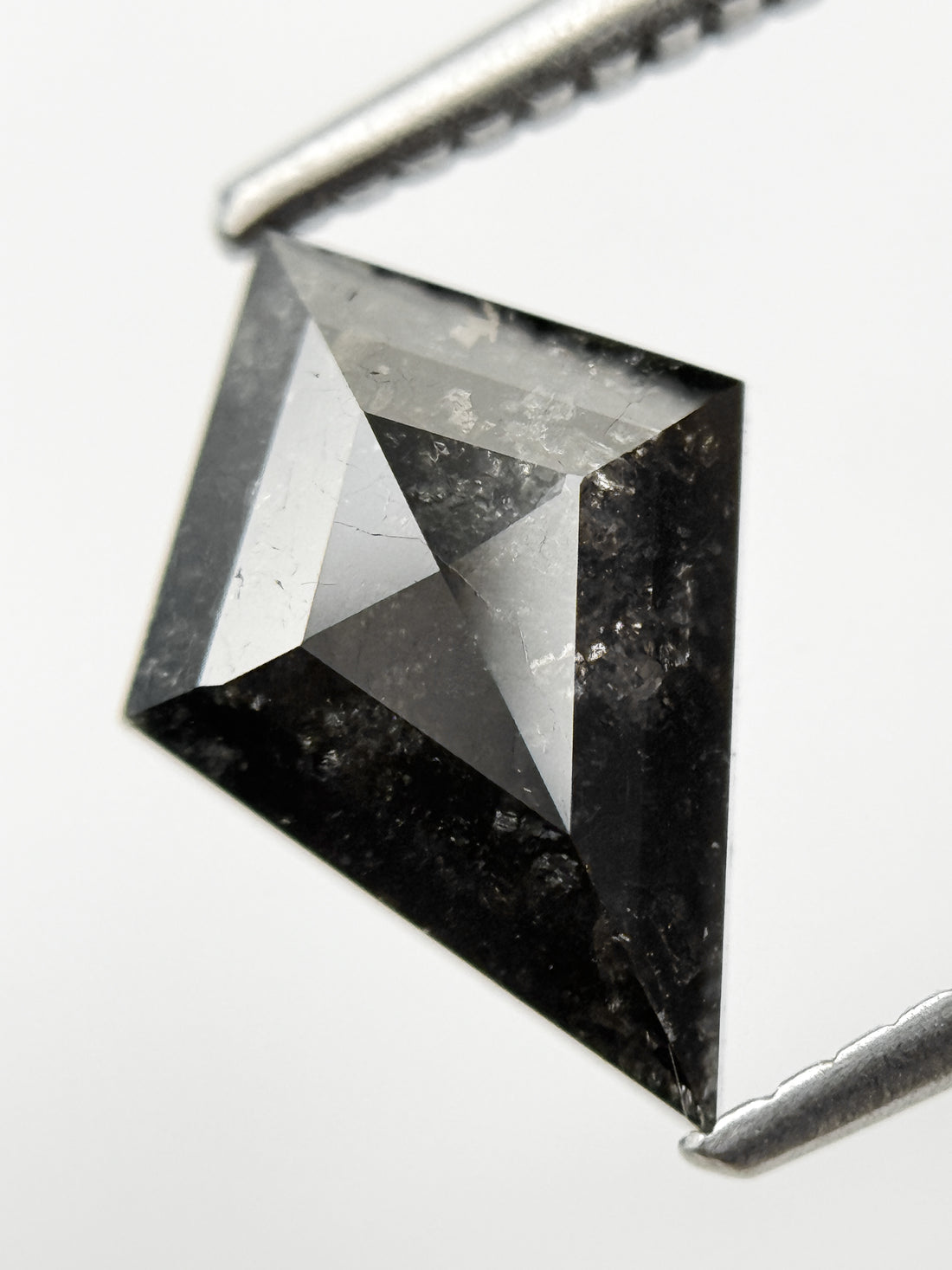 1.60 Ct Kite Rose Cut Black Natural Salt and Pepper Diamond