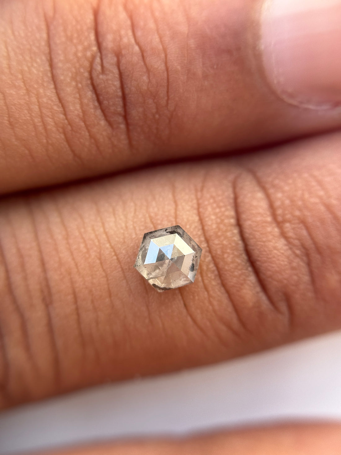 0.74 Ct Hexagon Brilliant Cut Grey Natural Salt and Pepper Diamond