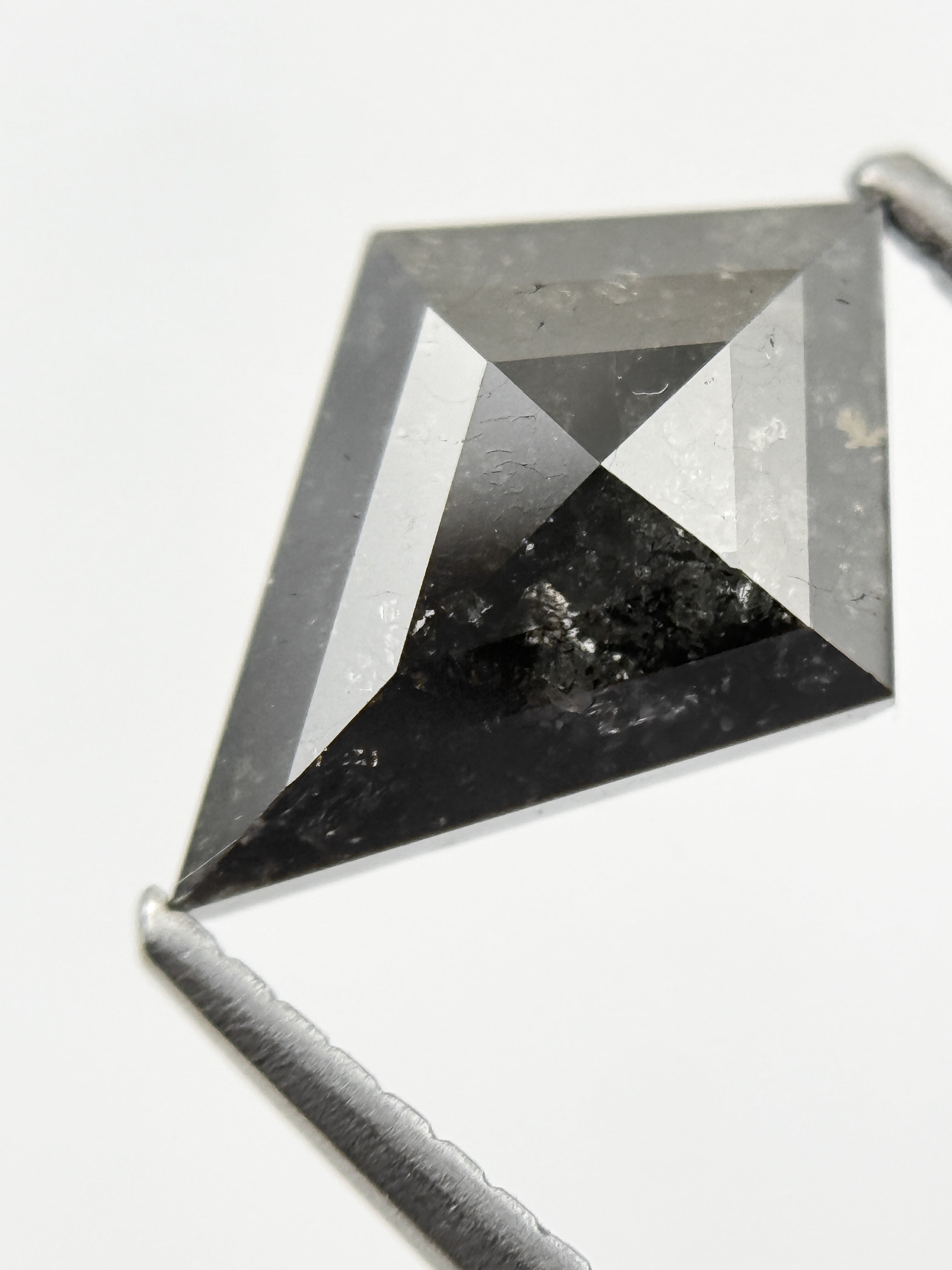 1.60 Ct Kite Rose Cut Black Natural Salt and Pepper Diamond