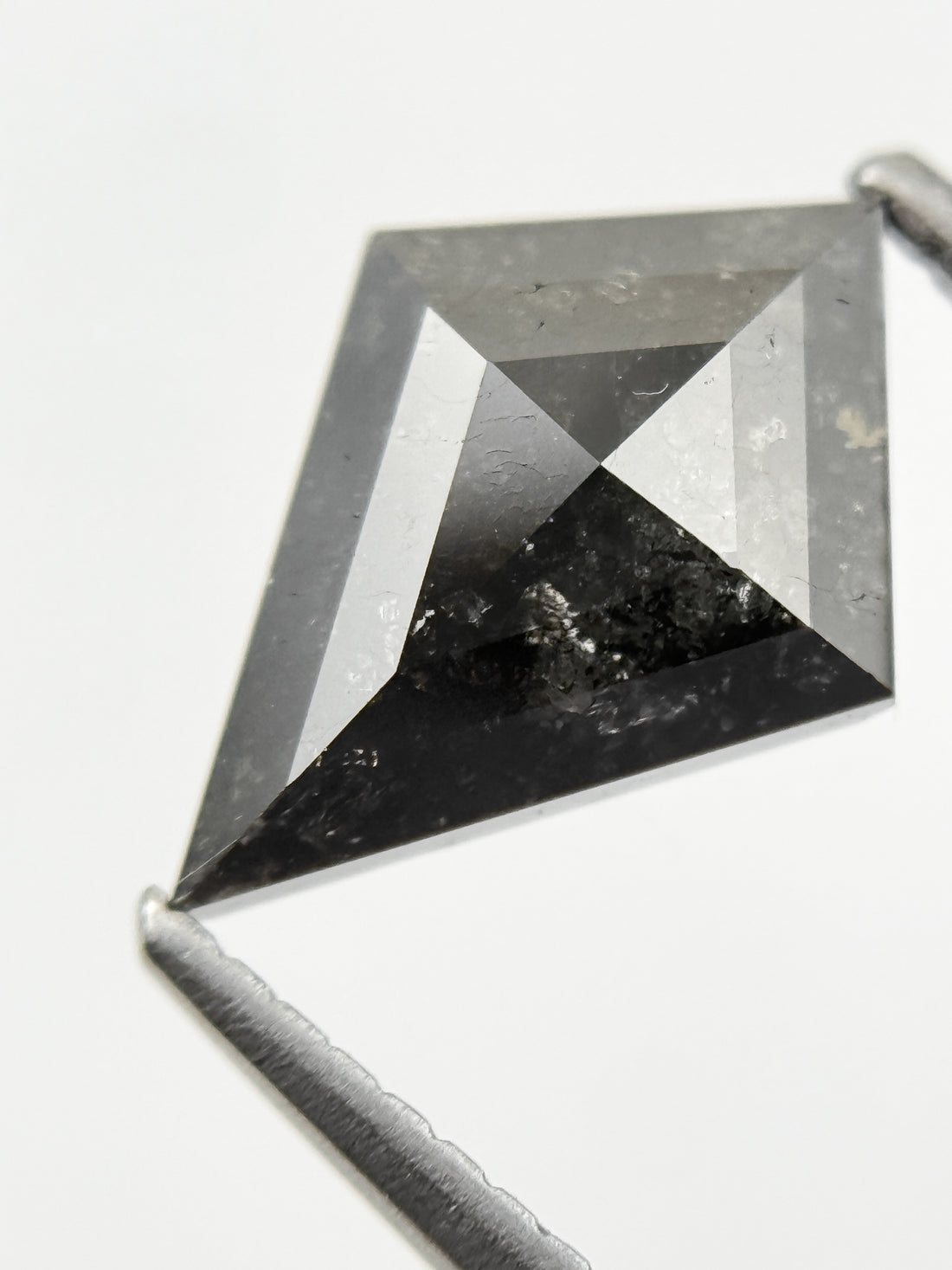 1.60 Ct Kite Rose Cut Black Natural Salt and Pepper Diamond