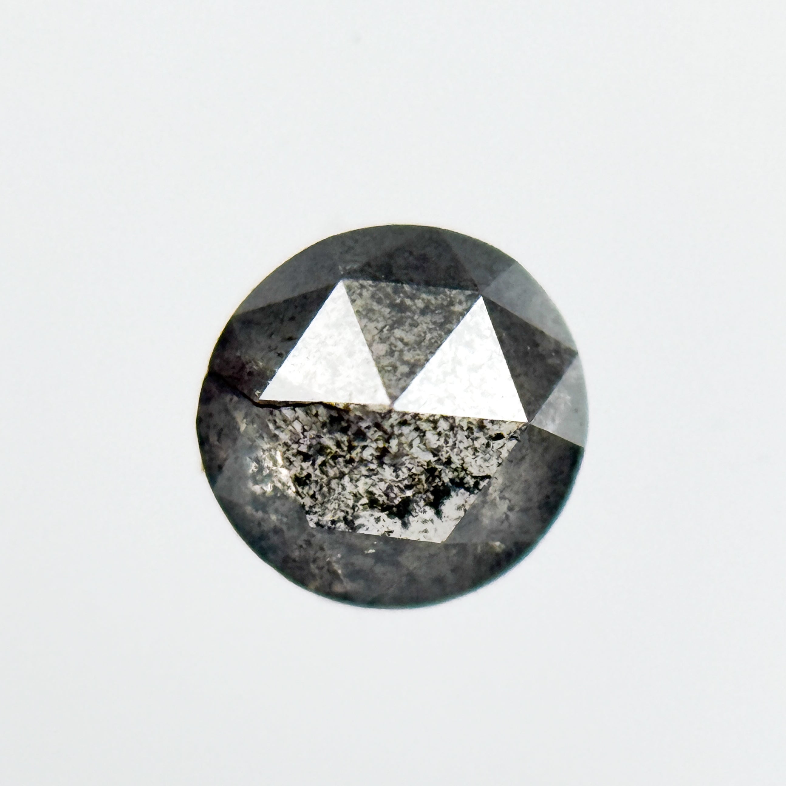 0.39 Ct Round Rose Cut Grey Natural Salt and Pepper Diamond