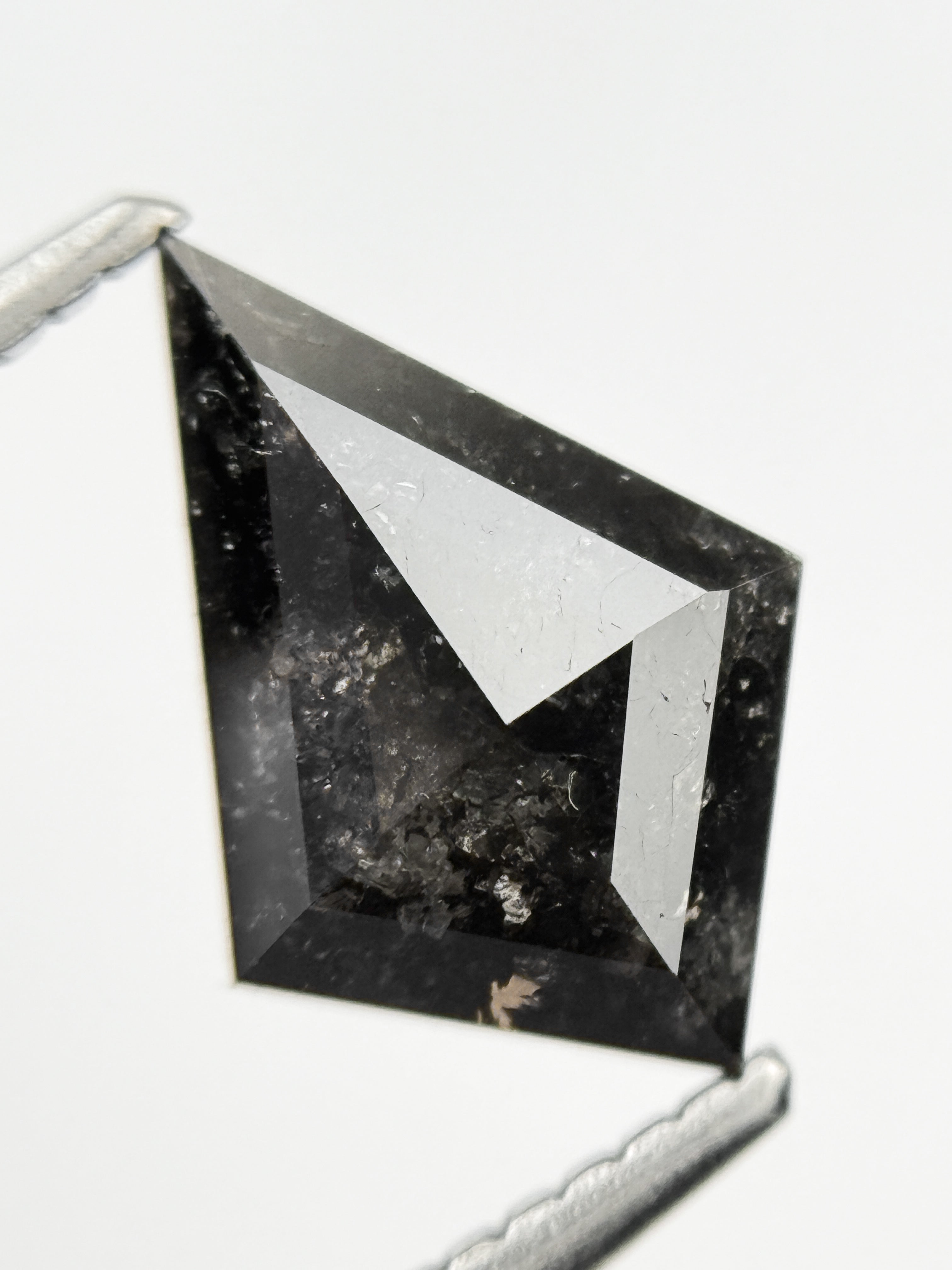 1.60 Ct Kite Rose Cut Black Natural Salt and Pepper Diamond