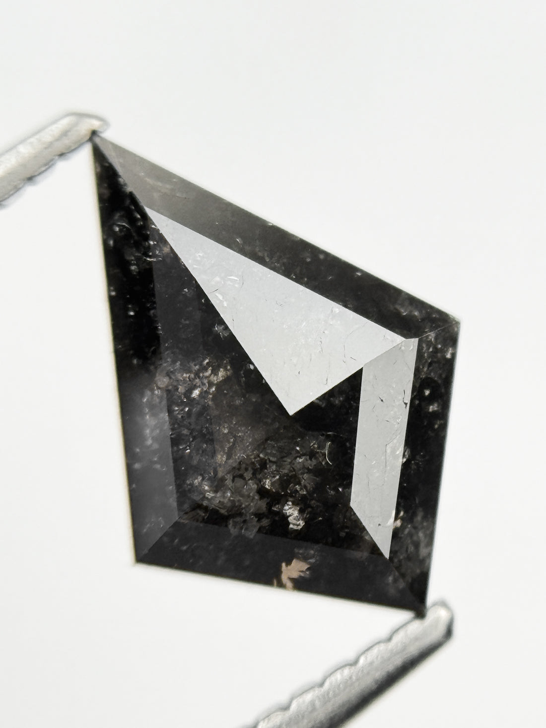 1.60 Ct Kite Rose Cut Black Natural Salt and Pepper Diamond