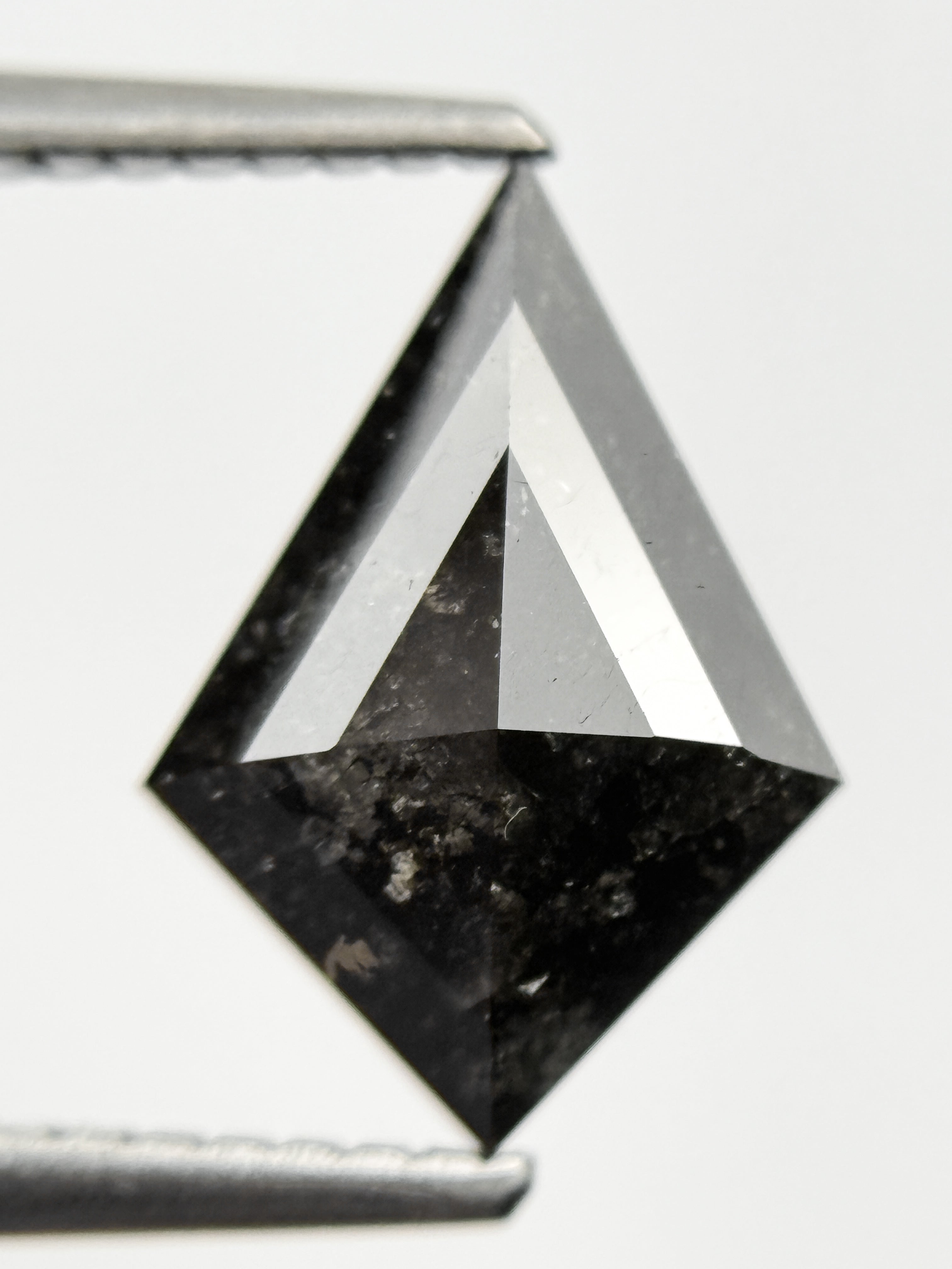 1.60 Ct Kite Rose Cut Black Natural Salt and Pepper Diamond