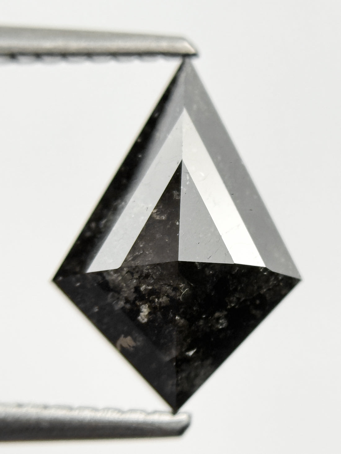 1.60 Ct Kite Rose Cut Black Natural Salt and Pepper Diamond