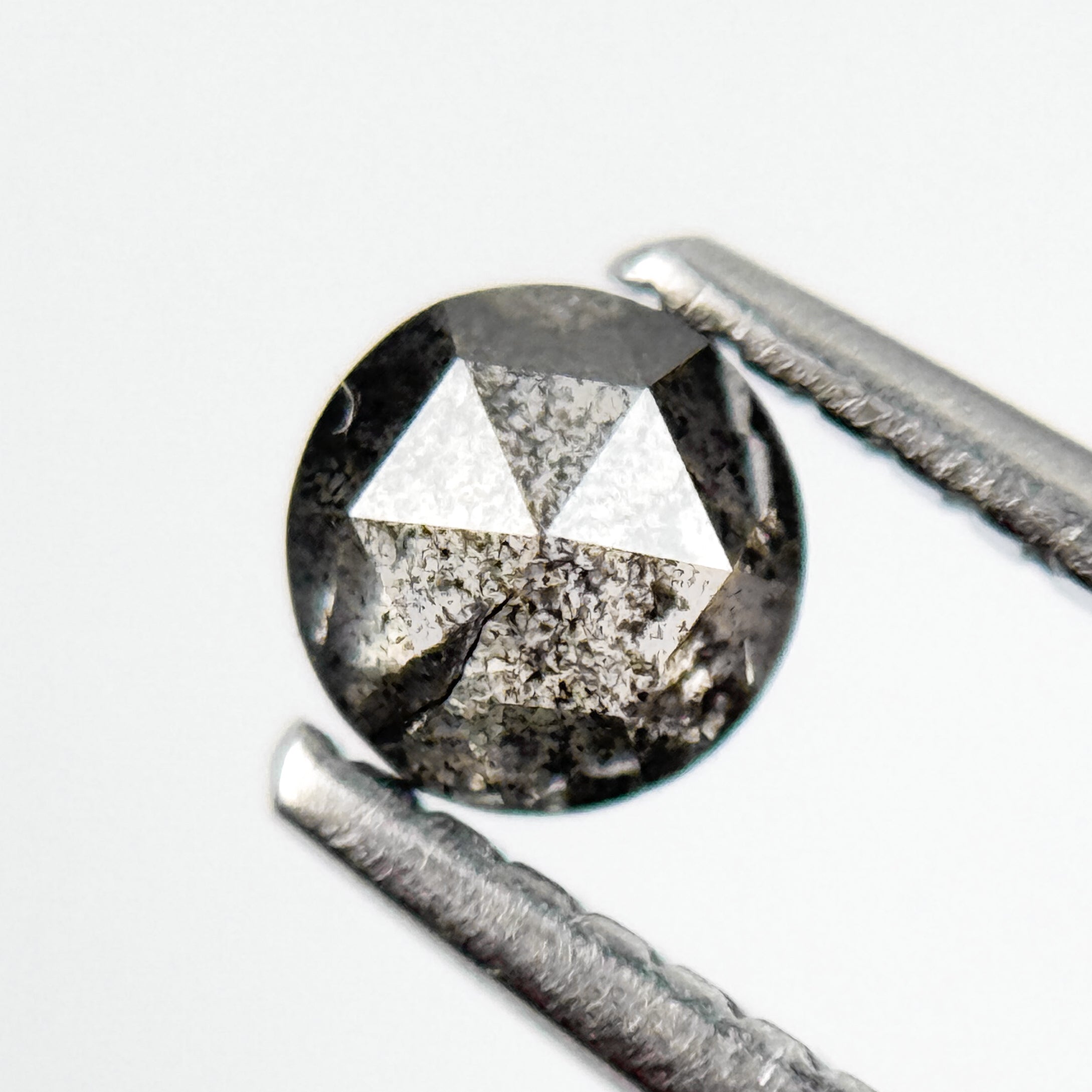 0.39 Ct Round Rose Cut Grey Natural Salt and Pepper Diamond