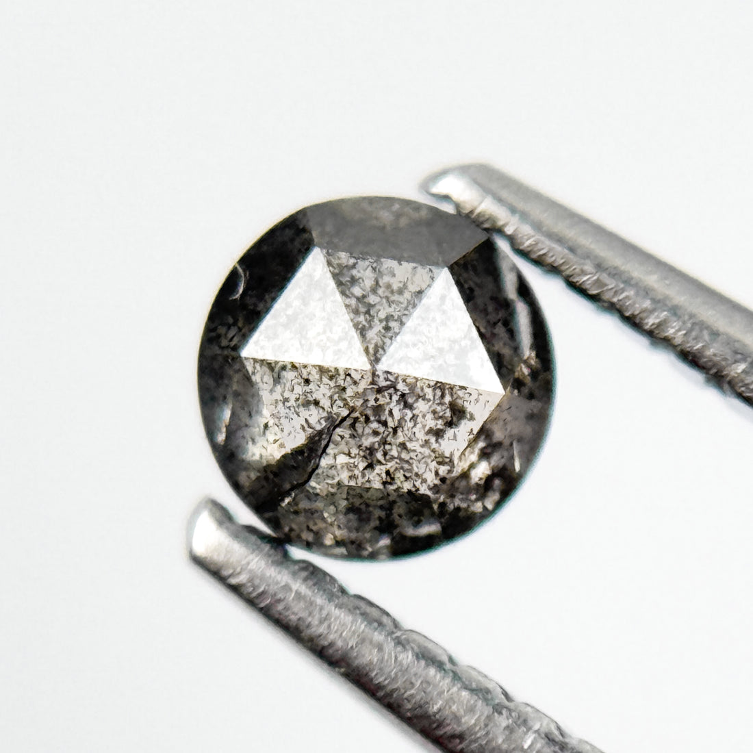0.39 Ct Round Rose Cut Grey Natural Salt and Pepper Diamond