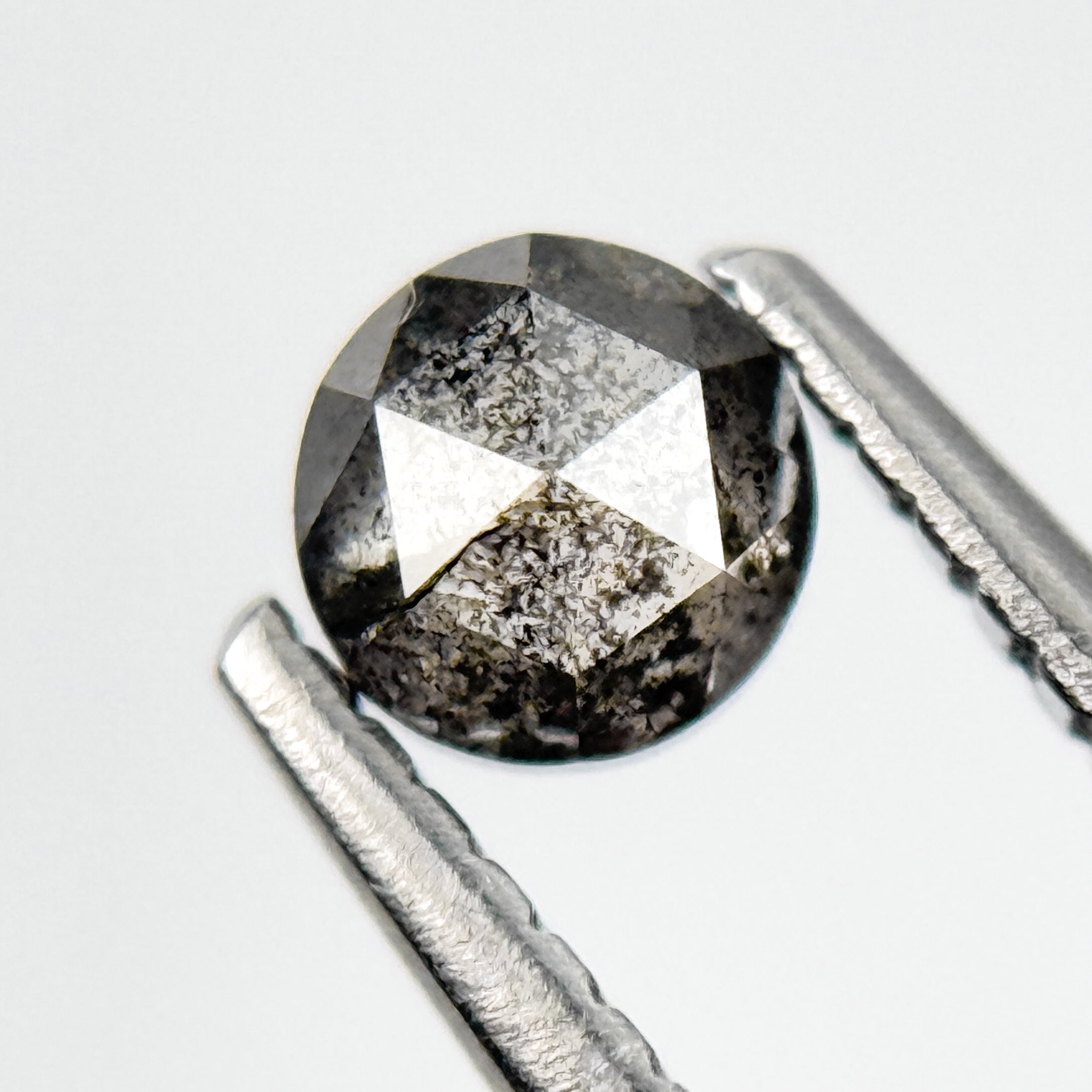 0.39 Ct Round Rose Cut Grey Natural Salt and Pepper Diamond