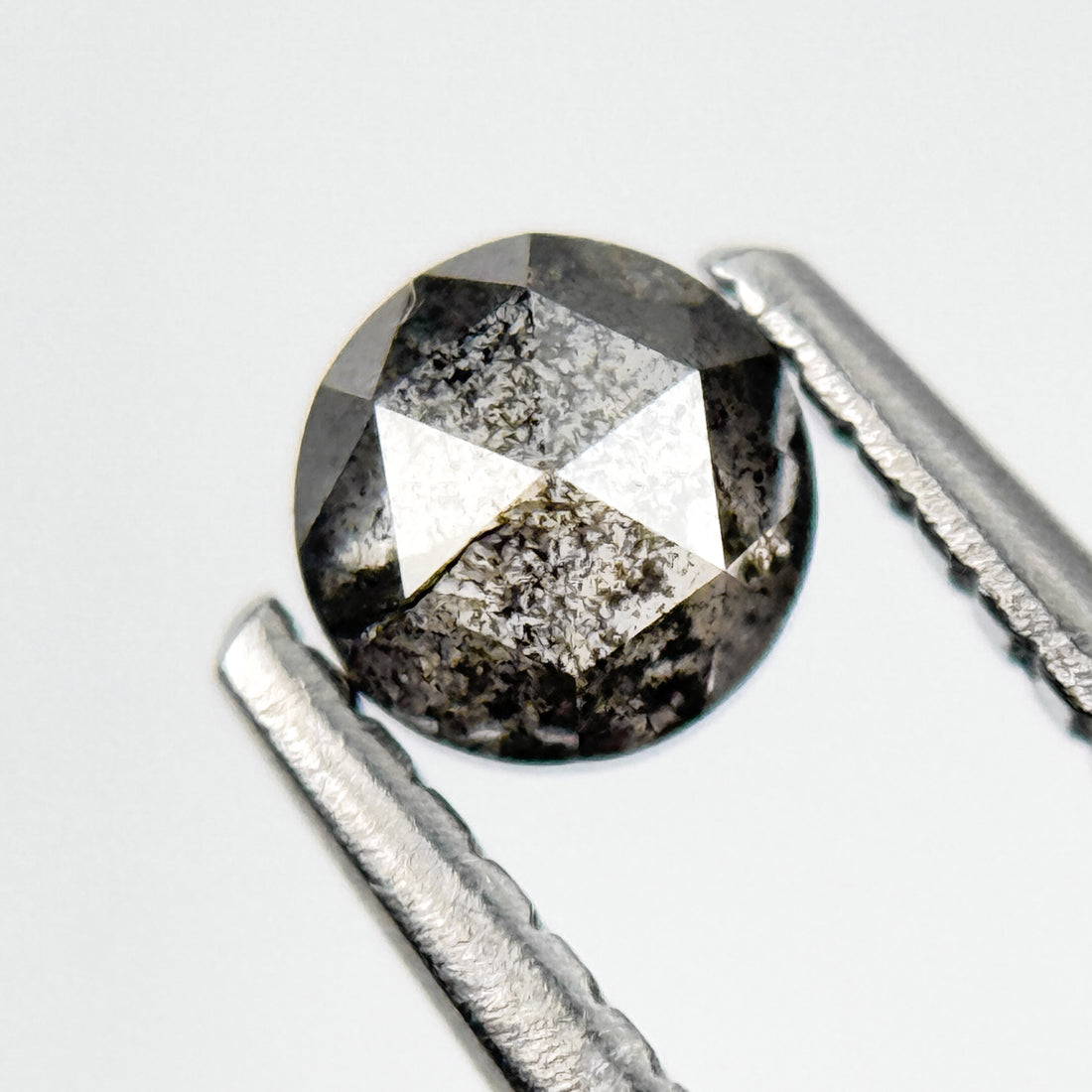 0.39 Ct Round Rose Cut Grey Natural Salt and Pepper Diamond