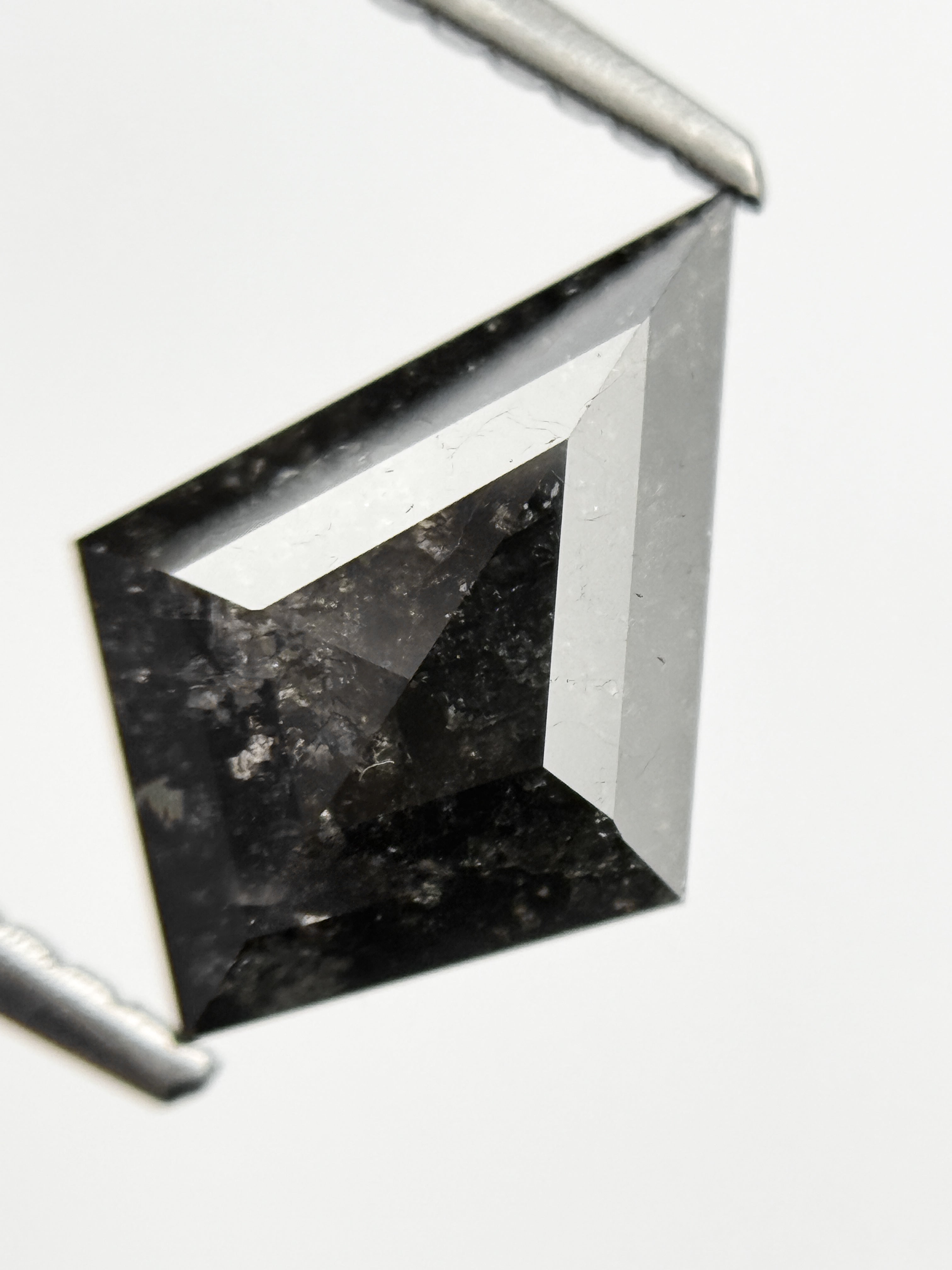 1.60 Ct Kite Rose Cut Black Natural Salt and Pepper Diamond