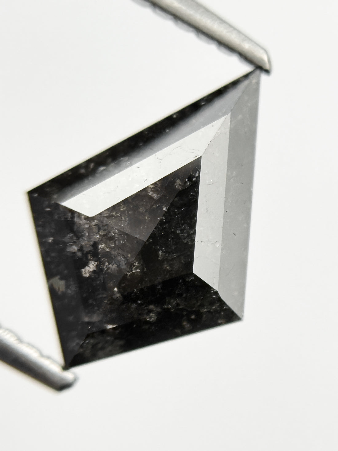 1.60 Ct Kite Rose Cut Black Natural Salt and Pepper Diamond