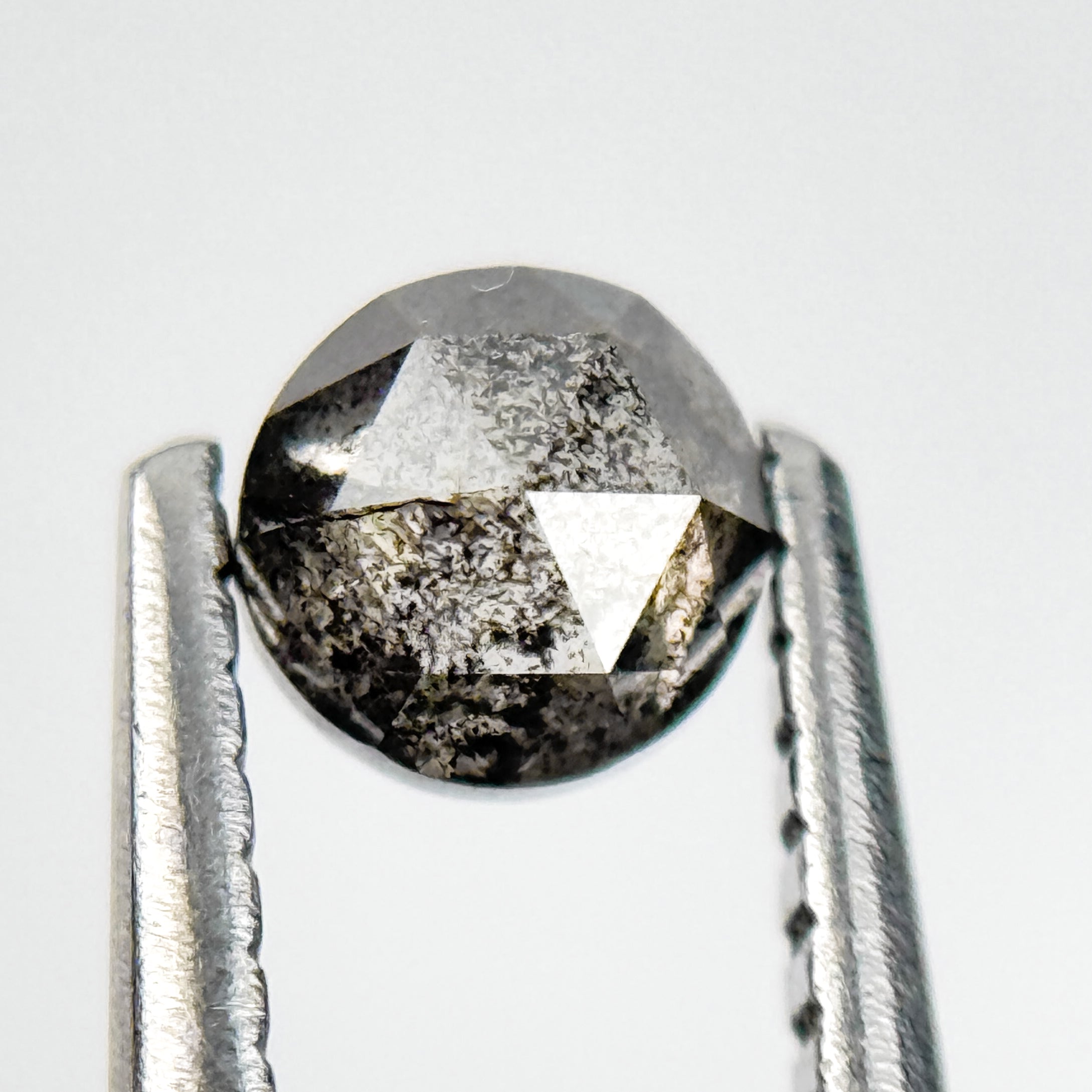 0.39 Ct Round Rose Cut Grey Natural Salt and Pepper Diamond