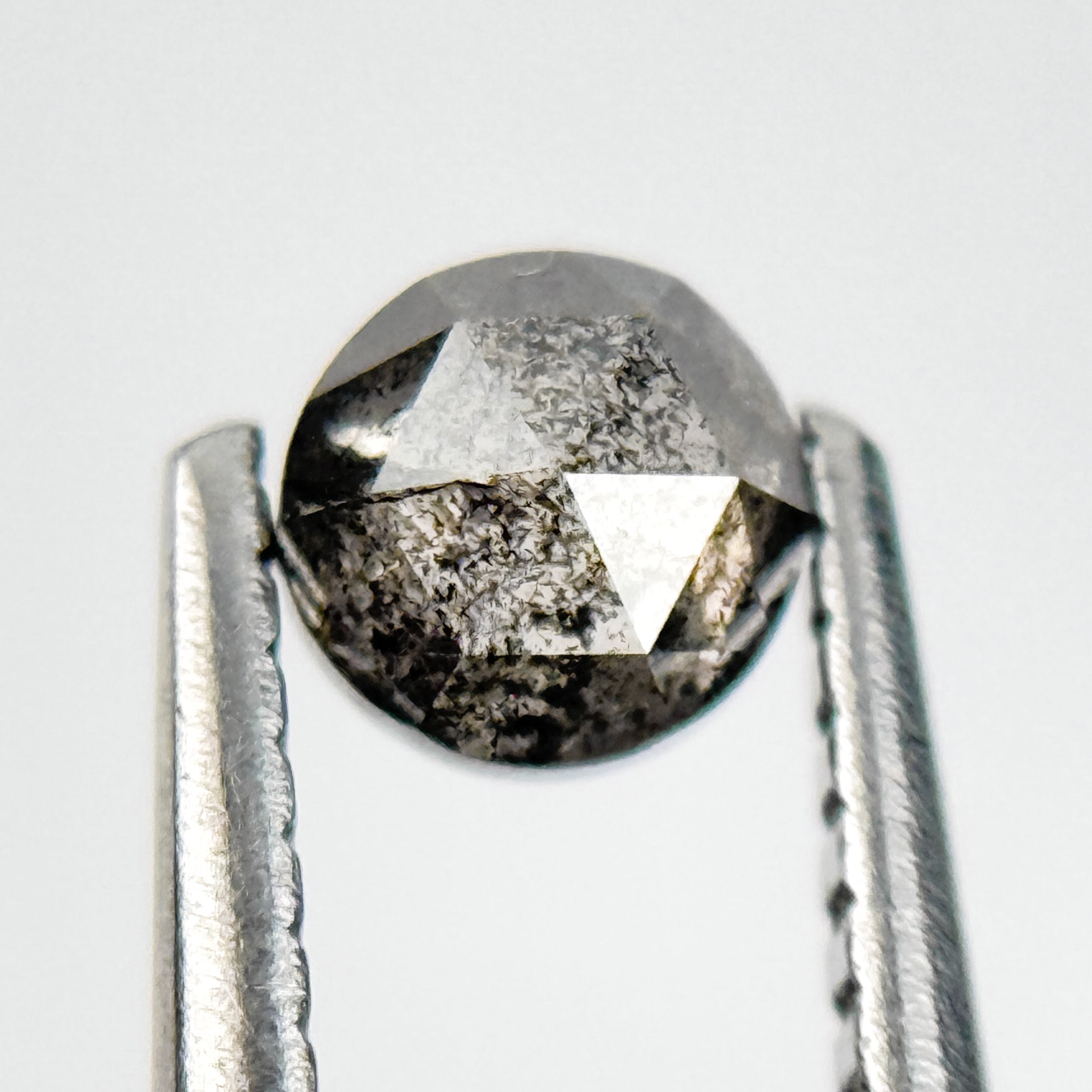 0.39 Ct Round Rose Cut Grey Natural Salt and Pepper Diamond