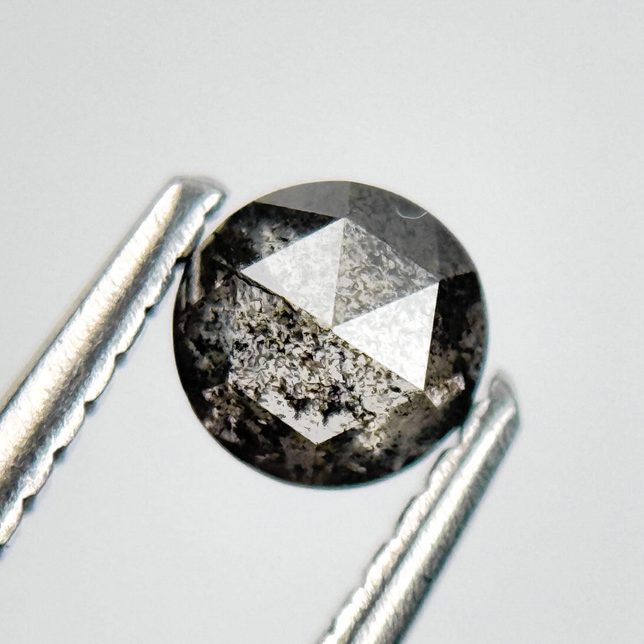 0.39 Ct Round Rose Cut Grey Natural Salt and Pepper Diamond