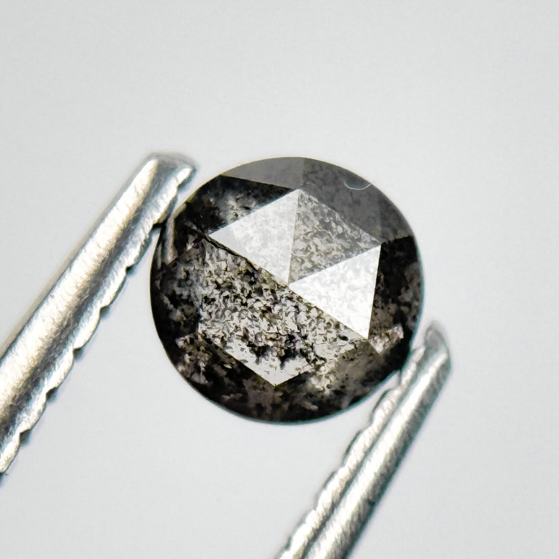 0.39 Ct Round Rose Cut Grey Natural Salt and Pepper Diamond