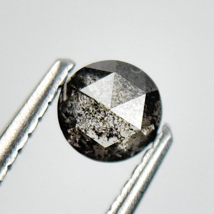 0.39 Ct Round Rose Cut Grey Natural Salt and Pepper Diamond