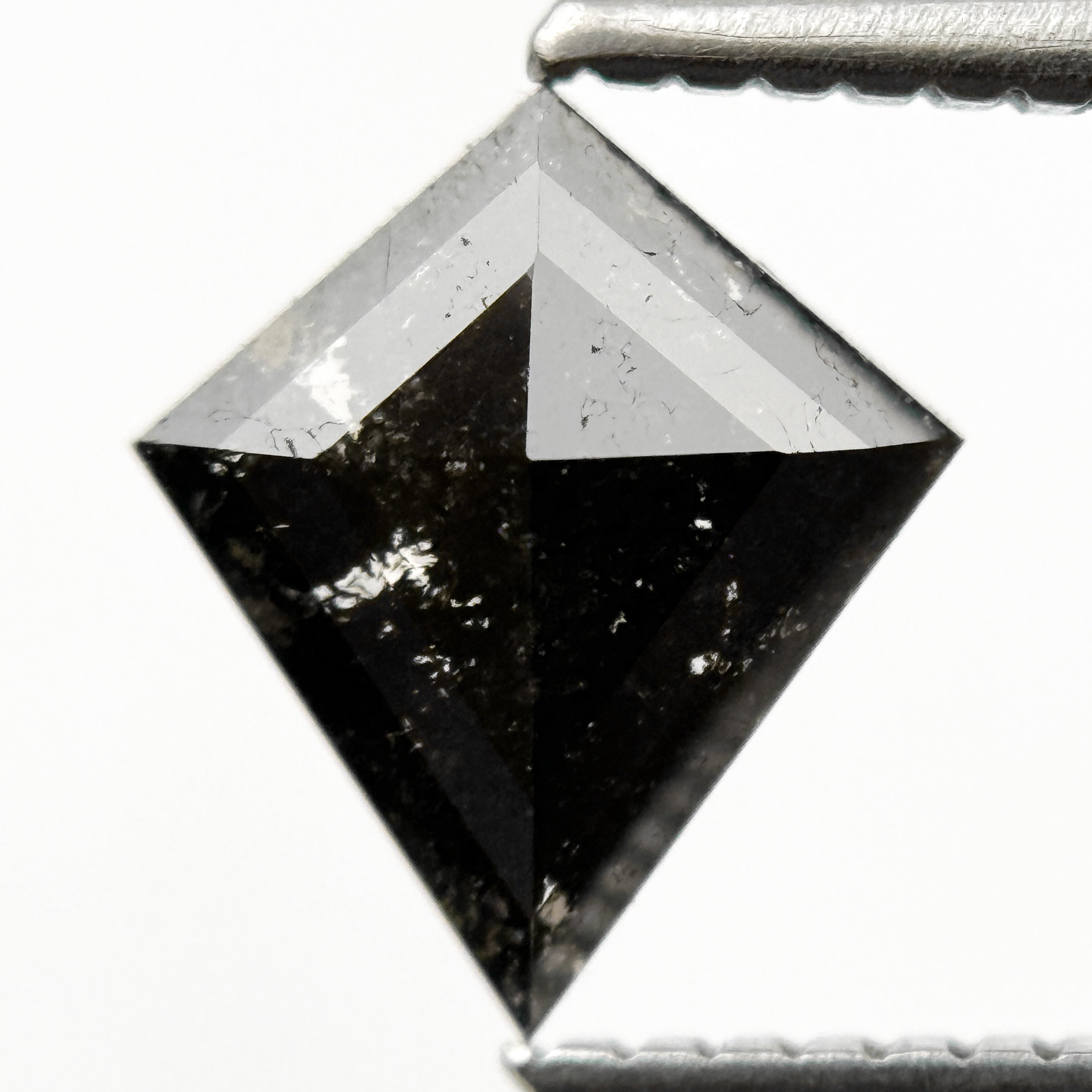 0.84 Ct Kite Rose Cut Black Natural Salt and Pepper Diamond