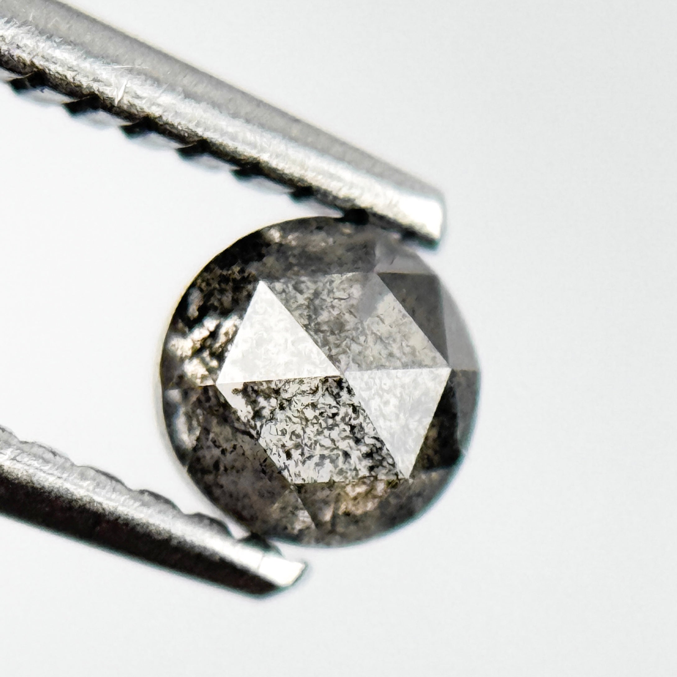 0.39 Ct Round Rose Cut Grey Natural Salt and Pepper Diamond