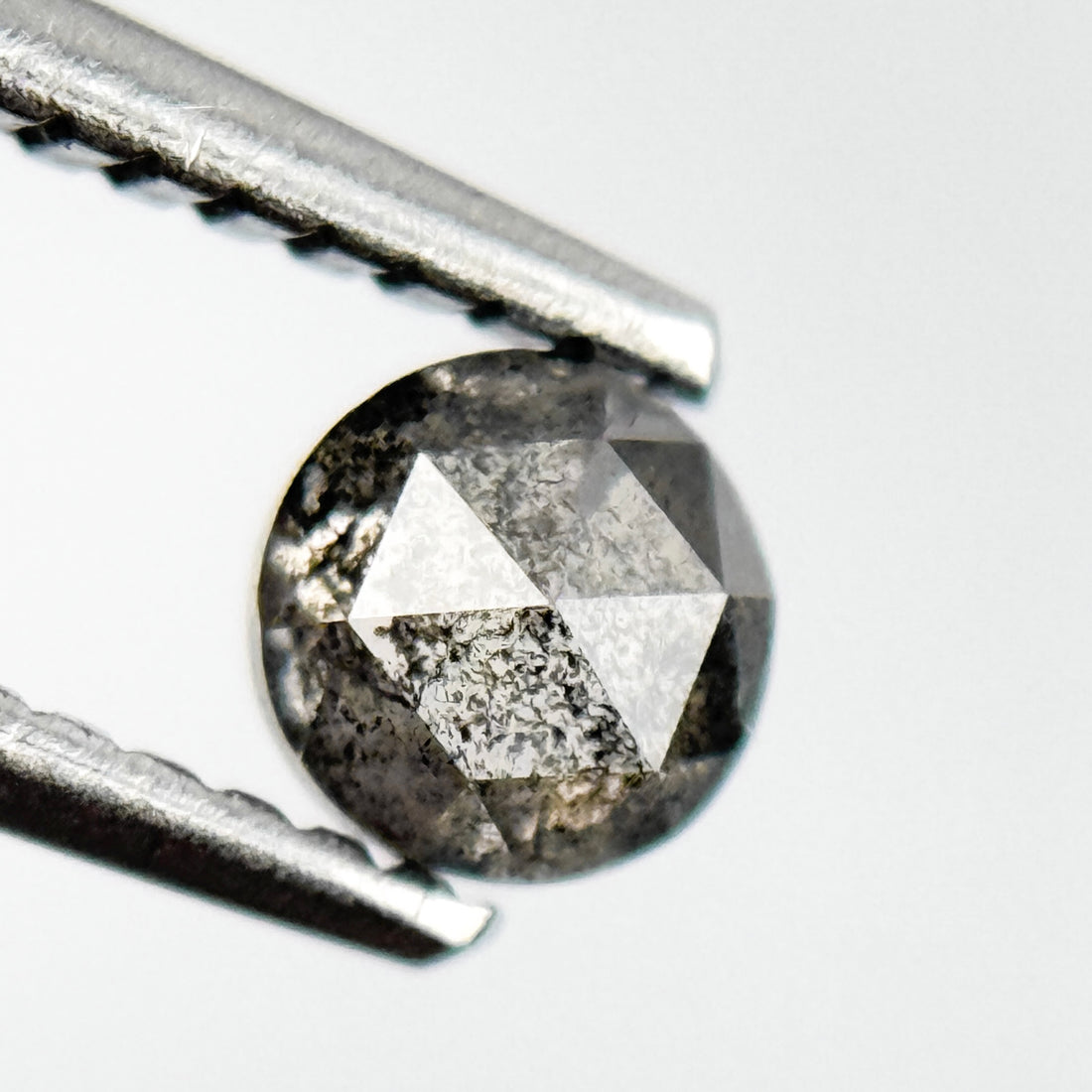 0.39 Ct Round Rose Cut Grey Natural Salt and Pepper Diamond