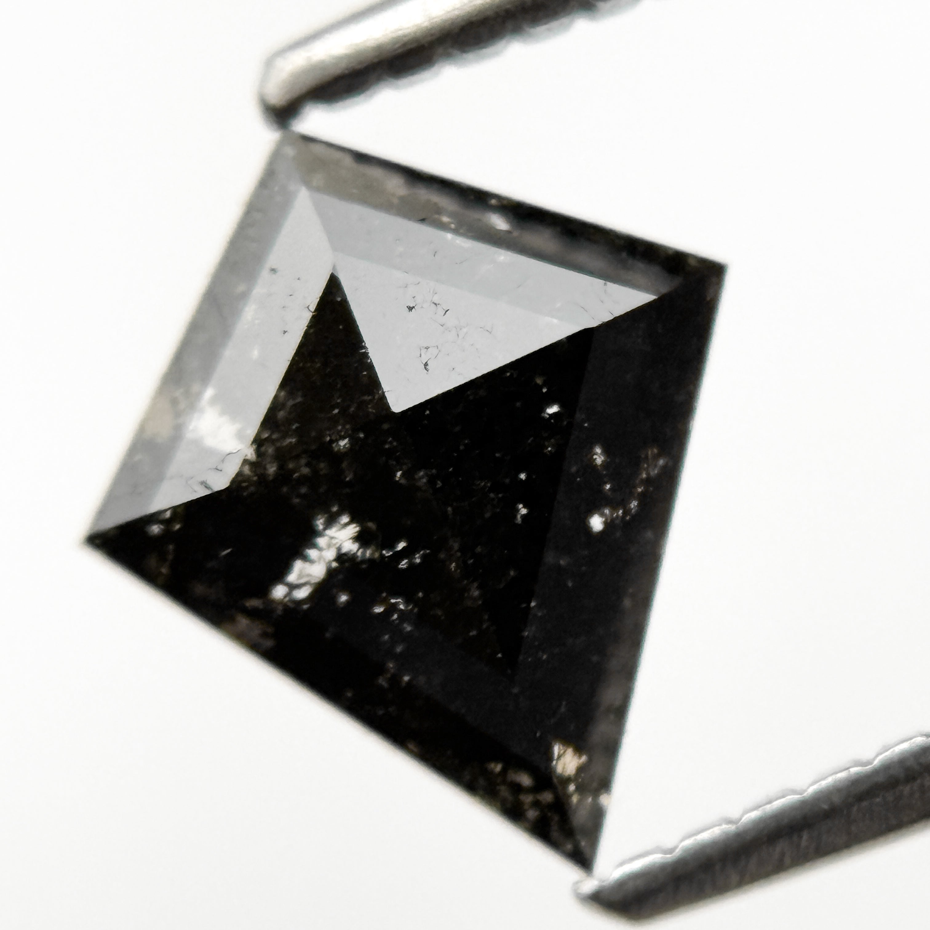 0.84 Ct Kite Rose Cut Black Natural Salt and Pepper Diamond