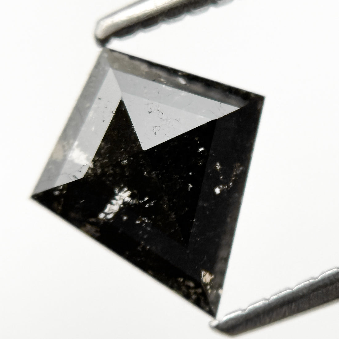 0.84 Ct Kite Rose Cut Black Natural Salt and Pepper Diamond