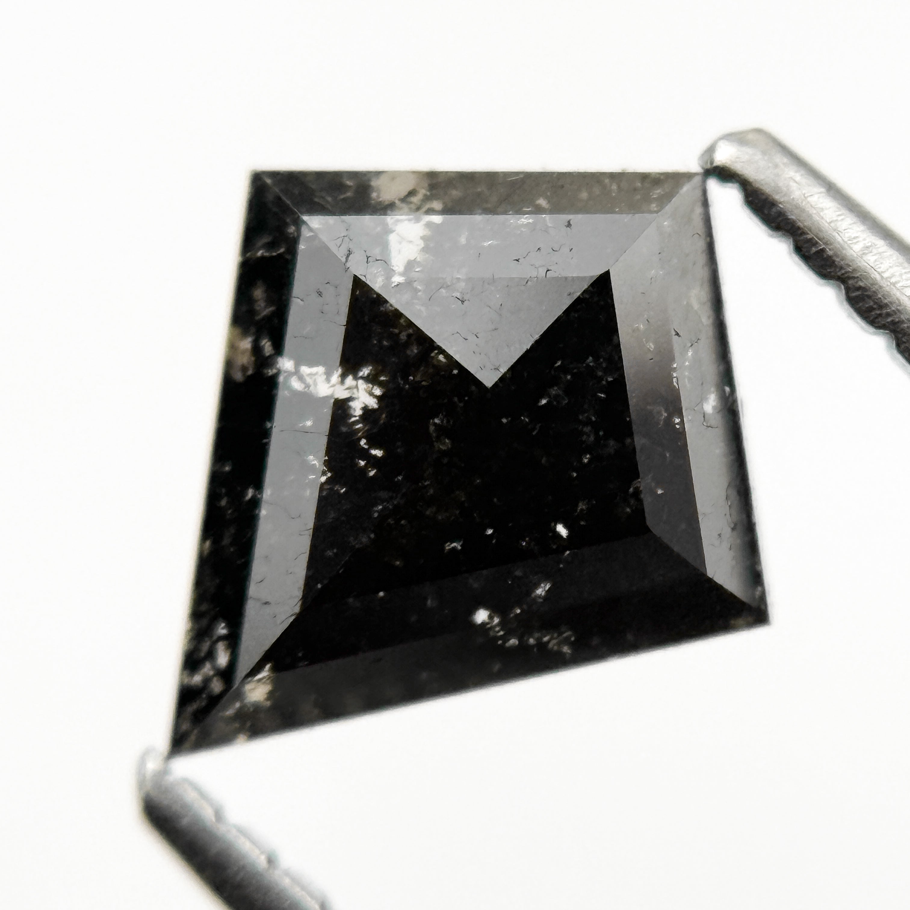 0.84 Ct Kite Rose Cut Black Natural Salt and Pepper Diamond