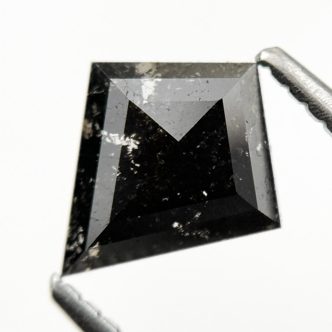0.84 Ct Kite Rose Cut Black Natural Salt and Pepper Diamond