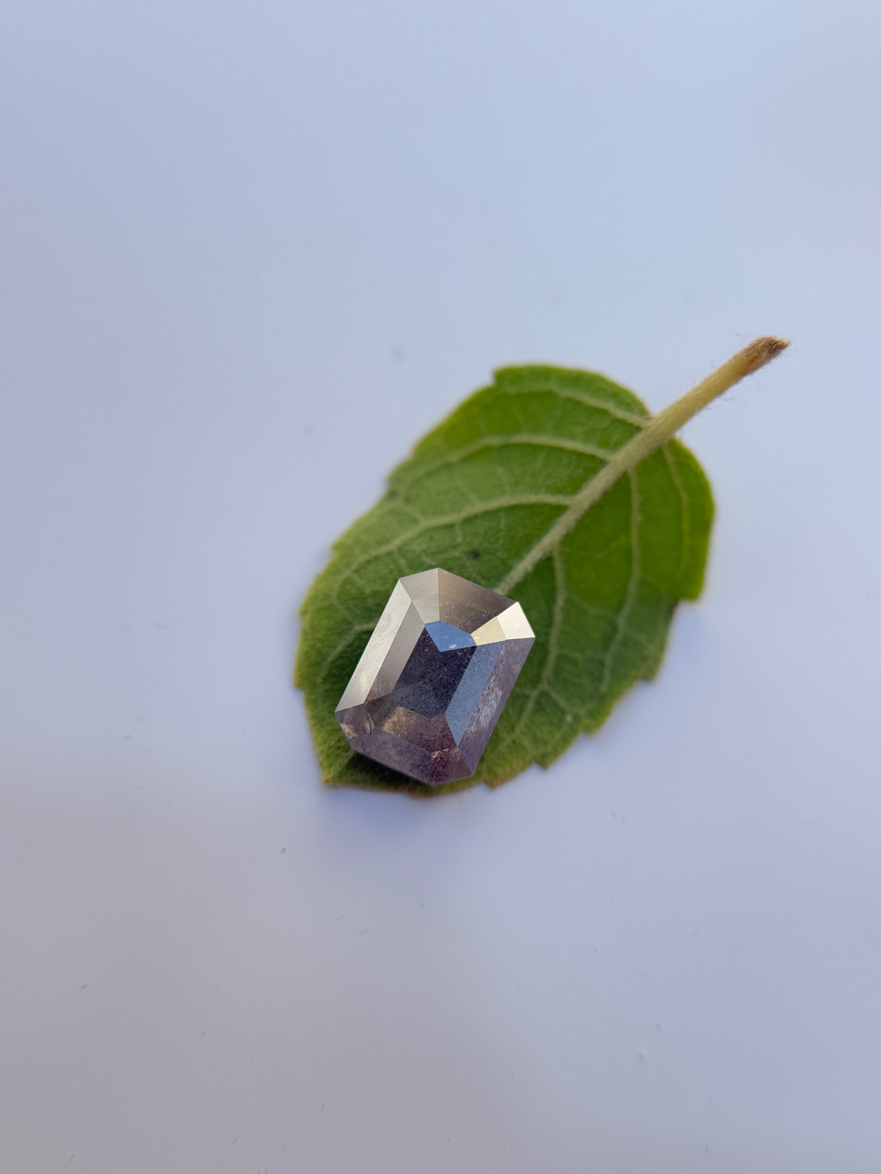 0.78 Ct Emerald Rose Cut Grey Natural Salt and Pepper Diamond