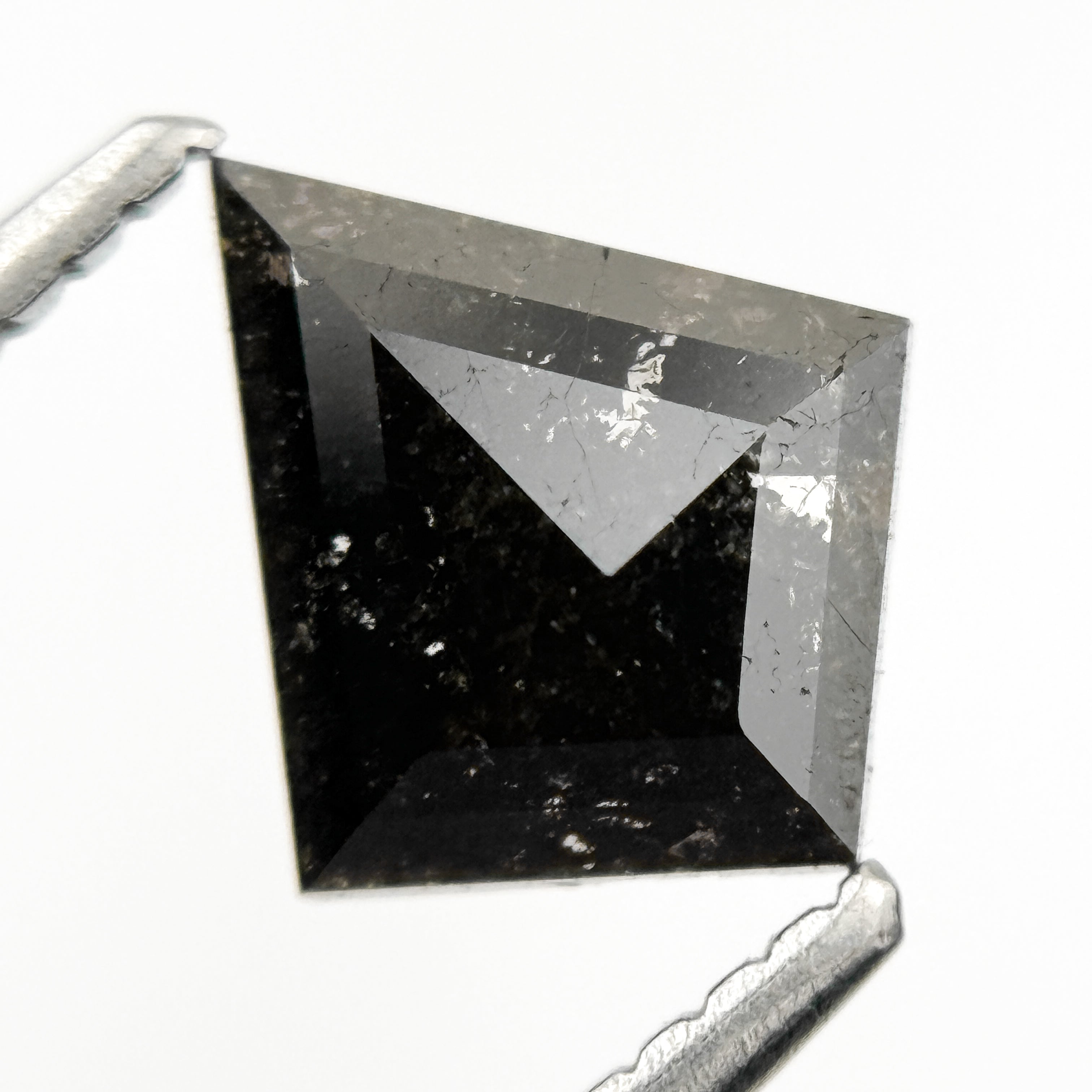 0.84 Ct Kite Rose Cut Black Natural Salt and Pepper Diamond