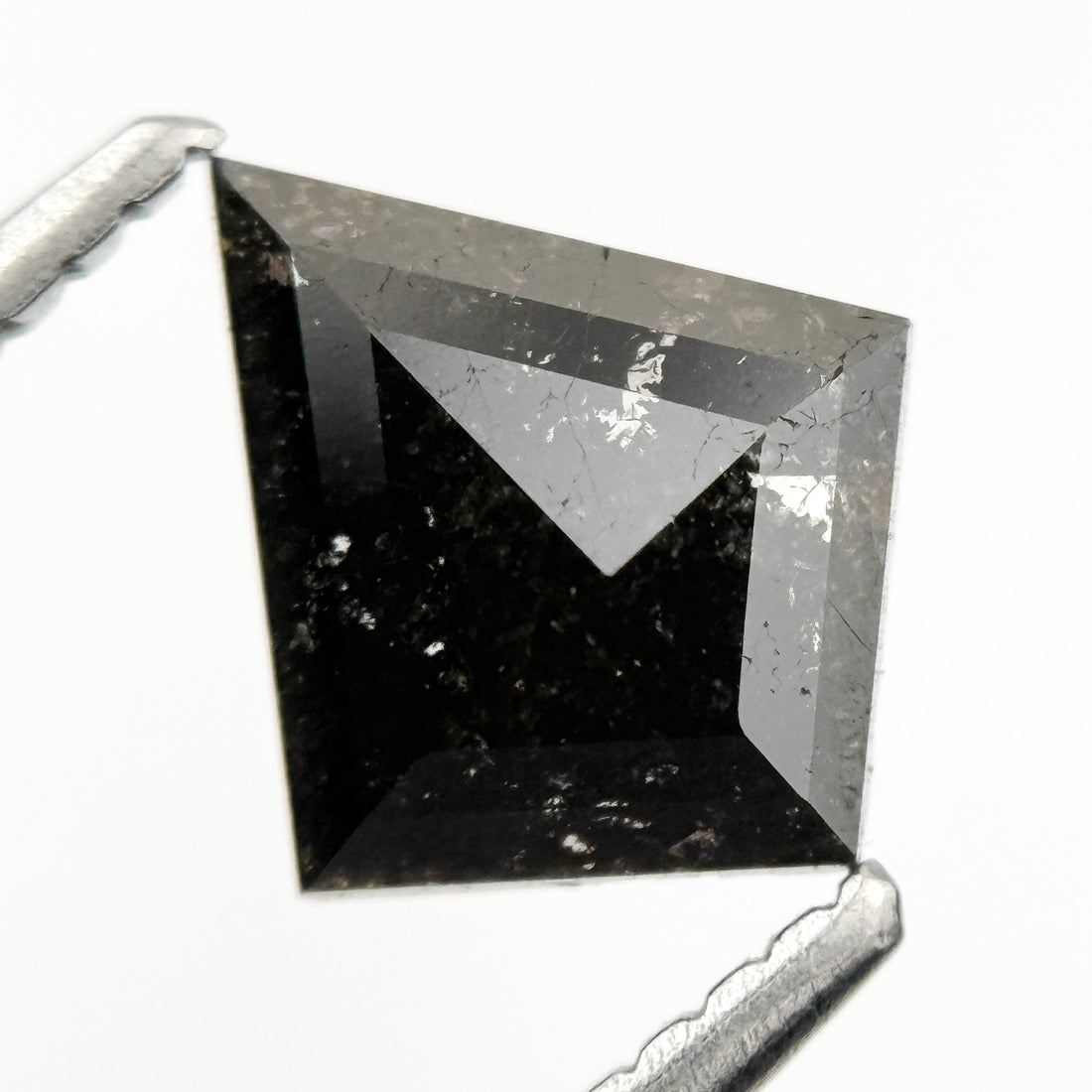0.84 Ct Kite Rose Cut Black Natural Salt and Pepper Diamond