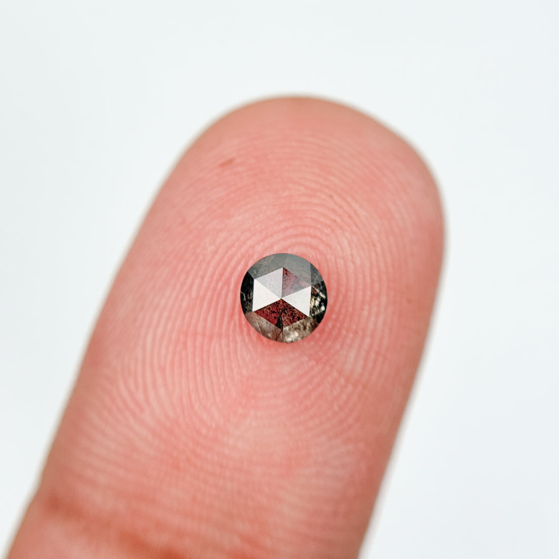 0.39 Ct Round Rose Cut Grey Natural Salt and Pepper Diamond