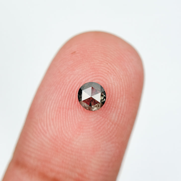 0.39 Ct Round Rose Cut Grey Natural Salt and Pepper Diamond
