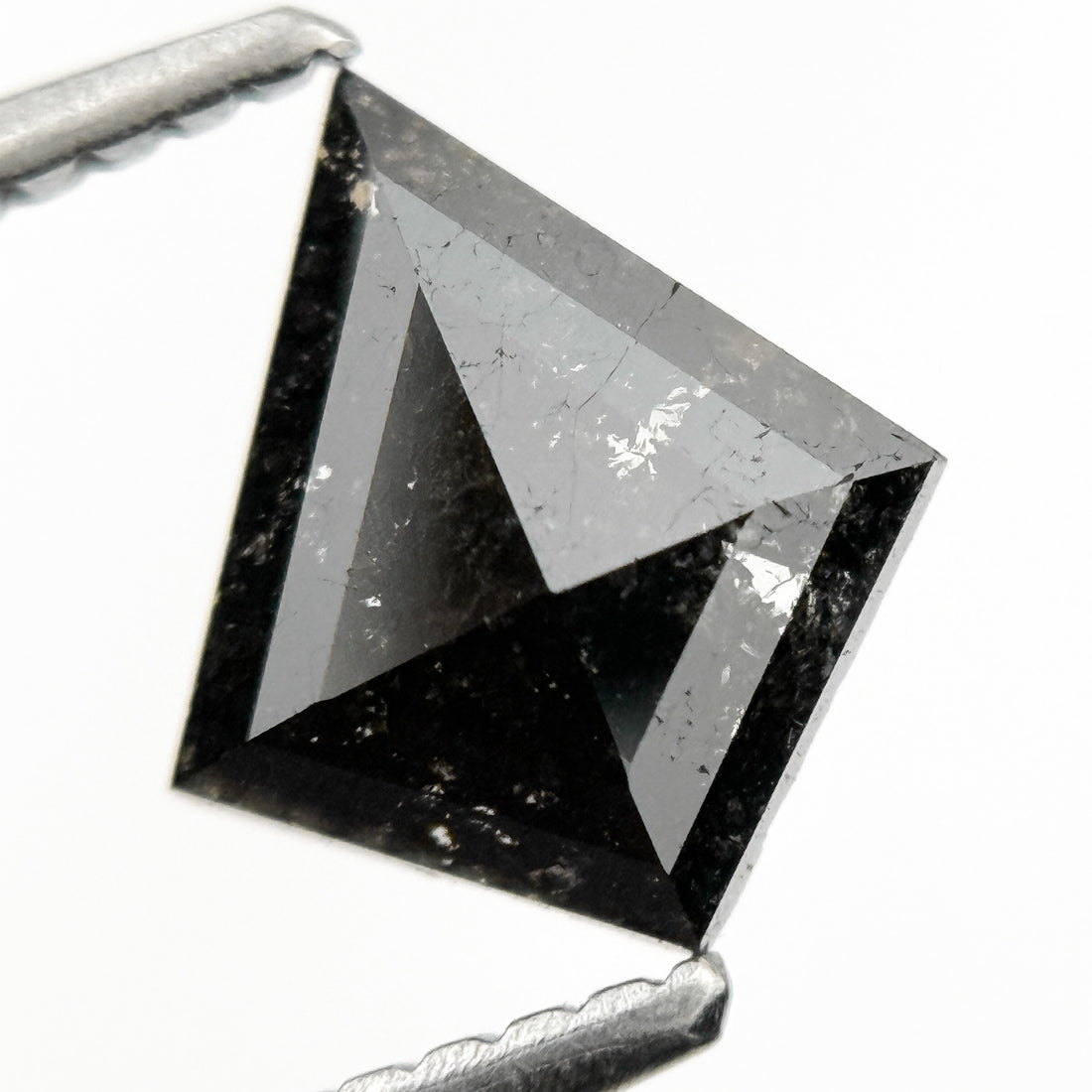 0.84 Ct Kite Rose Cut Black Natural Salt and Pepper Diamond