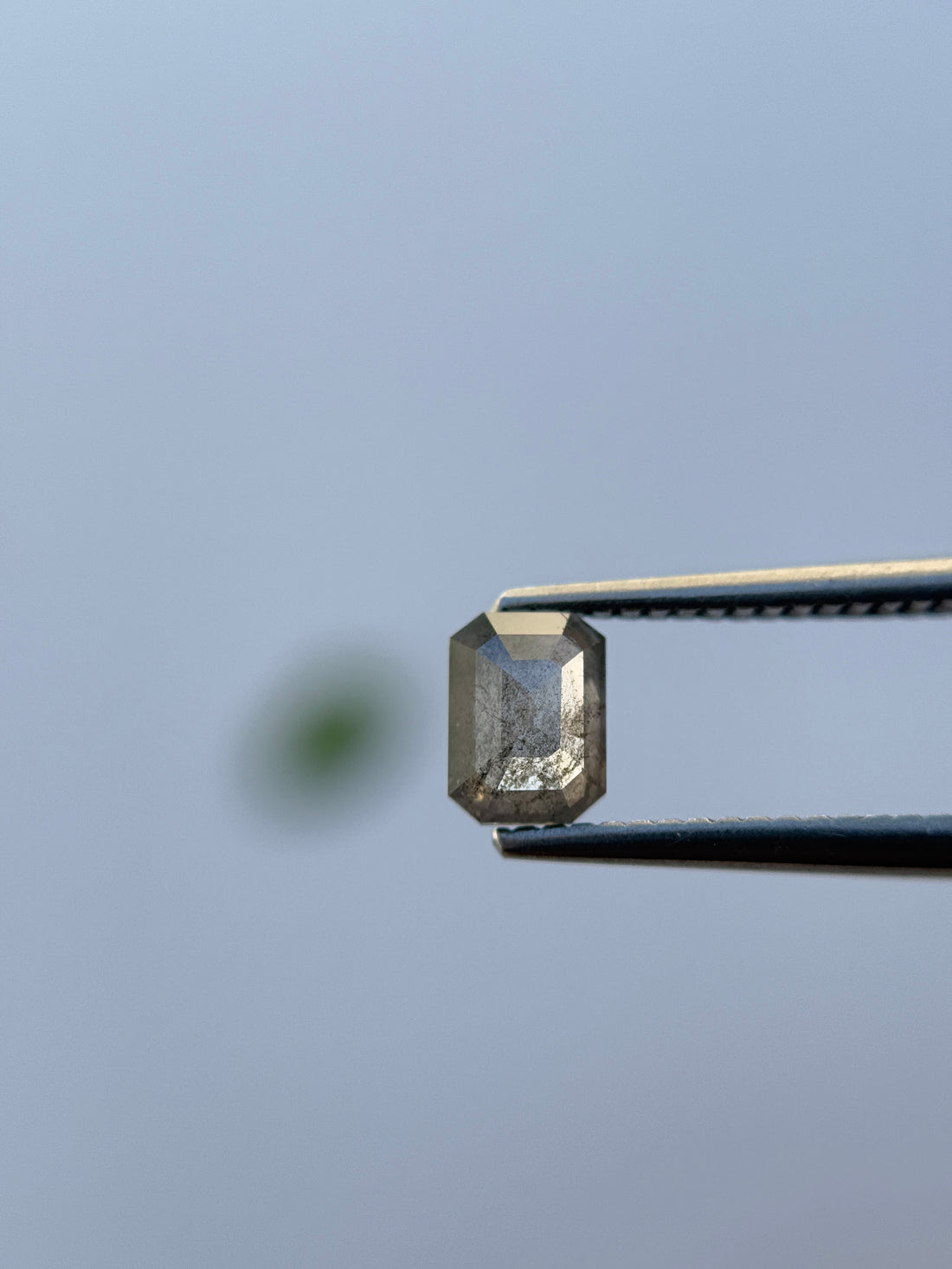0.78 Ct Emerald Rose Cut Grey Natural Salt and Pepper Diamond