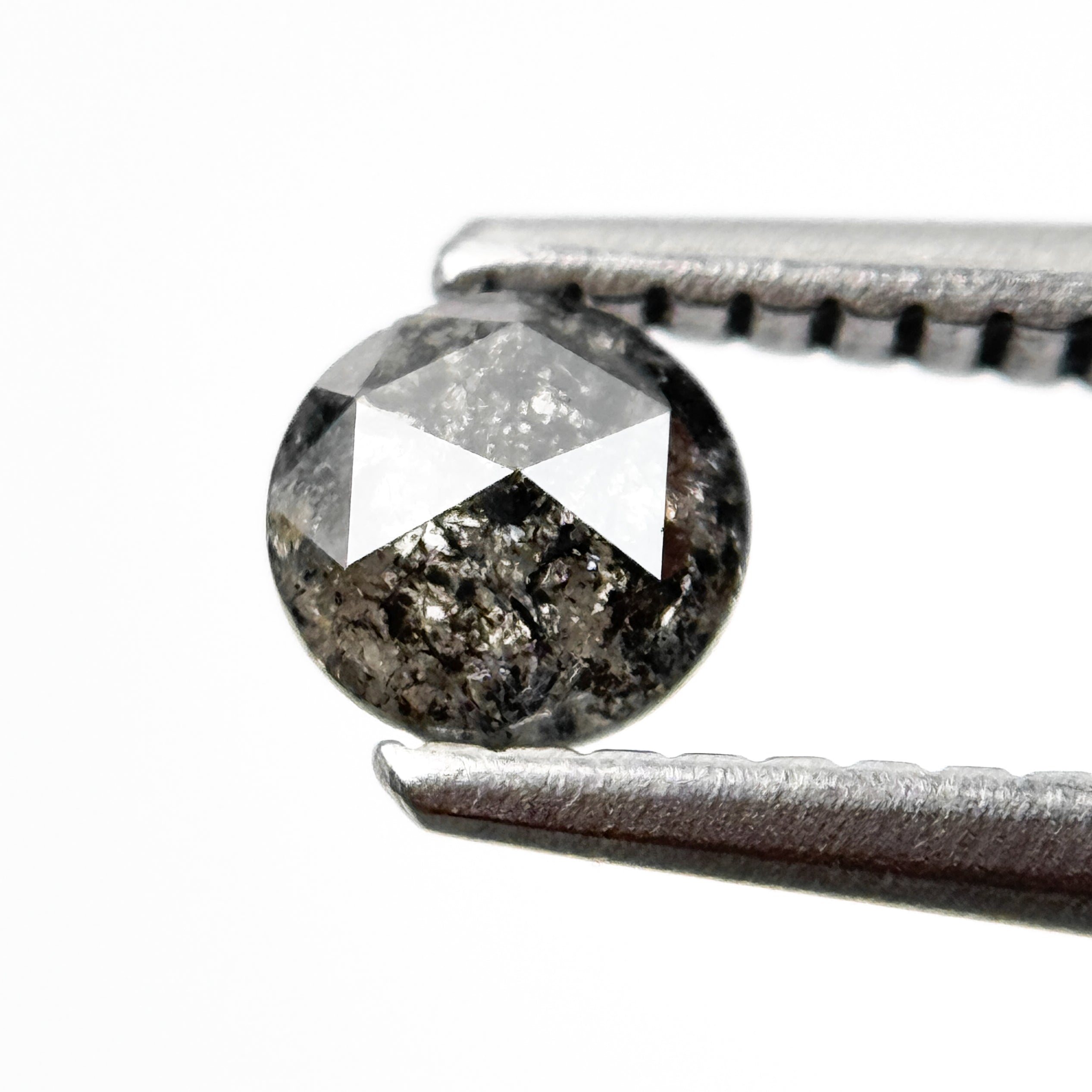 0.38 Ct Round Rose Cut Grey Natural Salt and Pepper Diamond