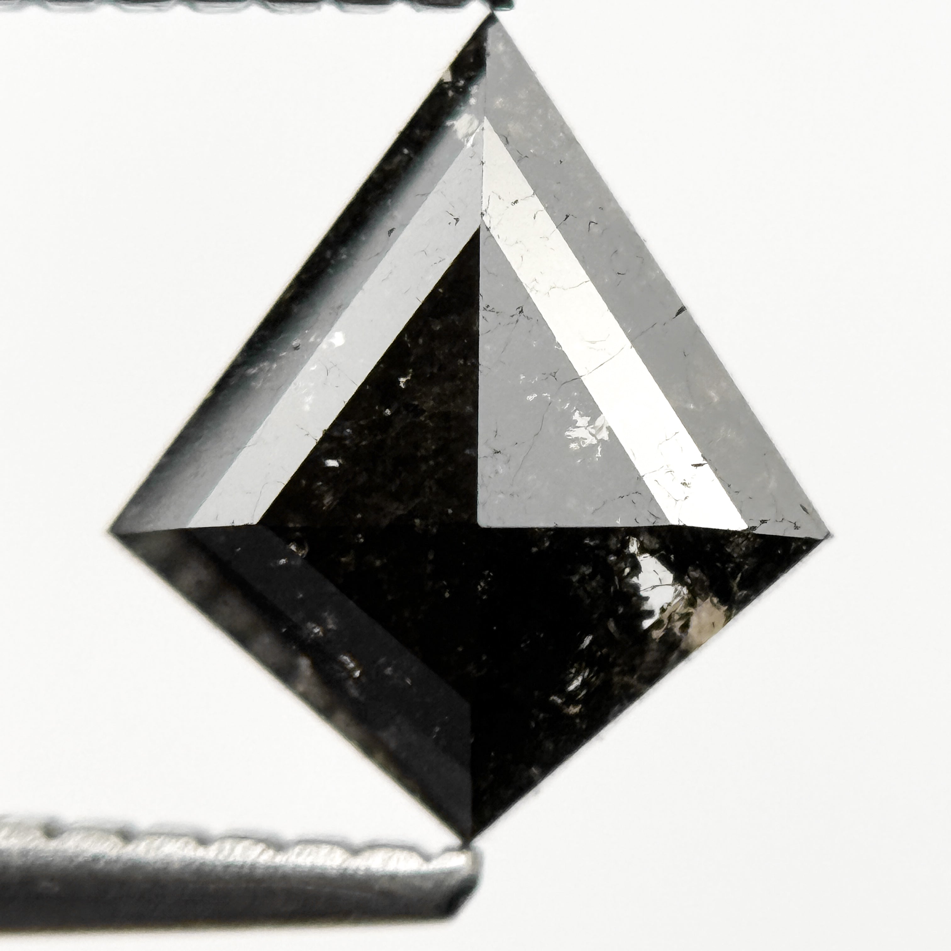 0.84 Ct Kite Rose Cut Black Natural Salt and Pepper Diamond