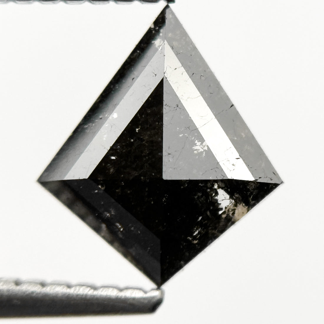 0.84 Ct Kite Rose Cut Black Natural Salt and Pepper Diamond