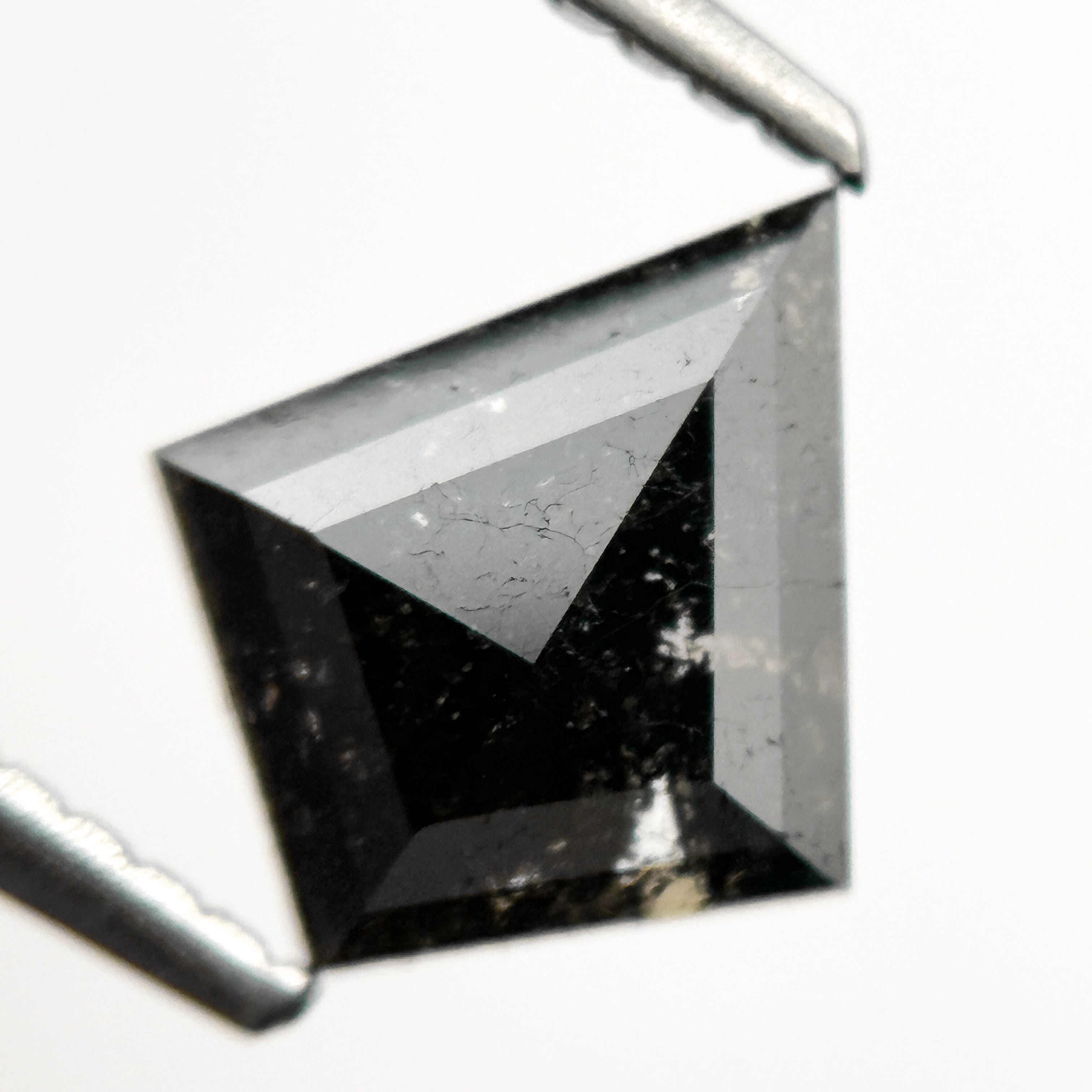 0.84 Ct Kite Rose Cut Black Natural Salt and Pepper Diamond