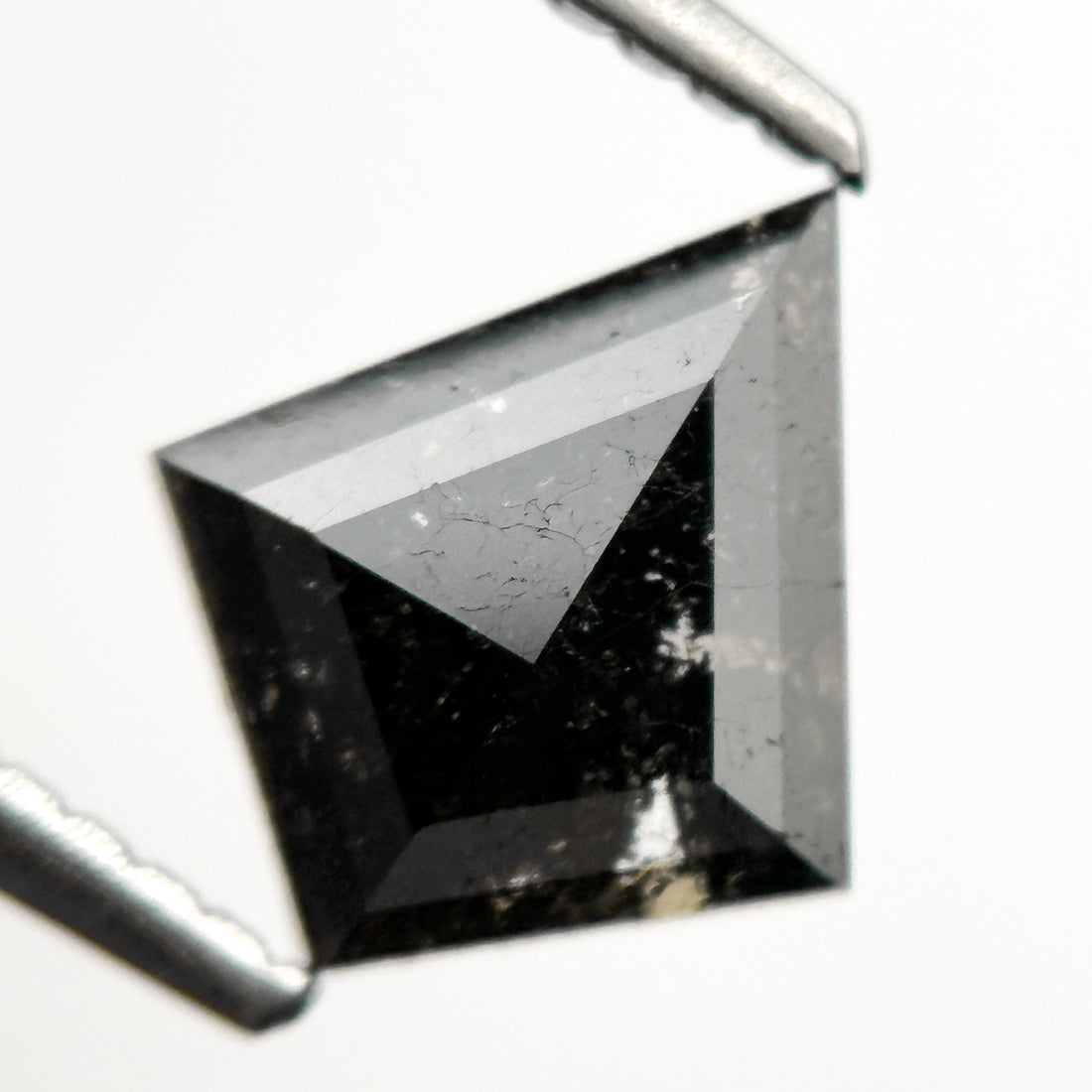 0.84 Ct Kite Rose Cut Black Natural Salt and Pepper Diamond